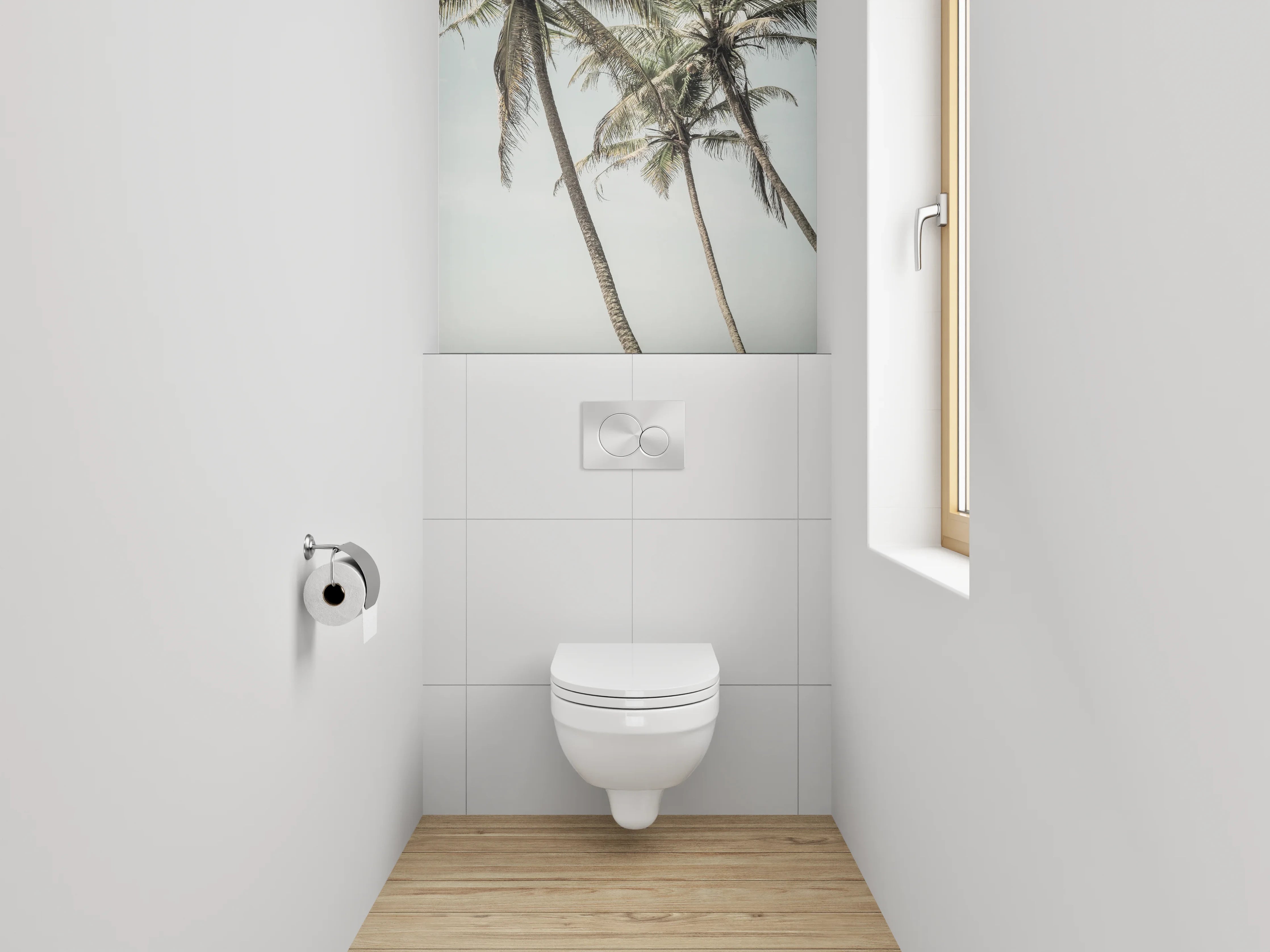 WC-Rückwand - Palmen am Meer Fotomotiv