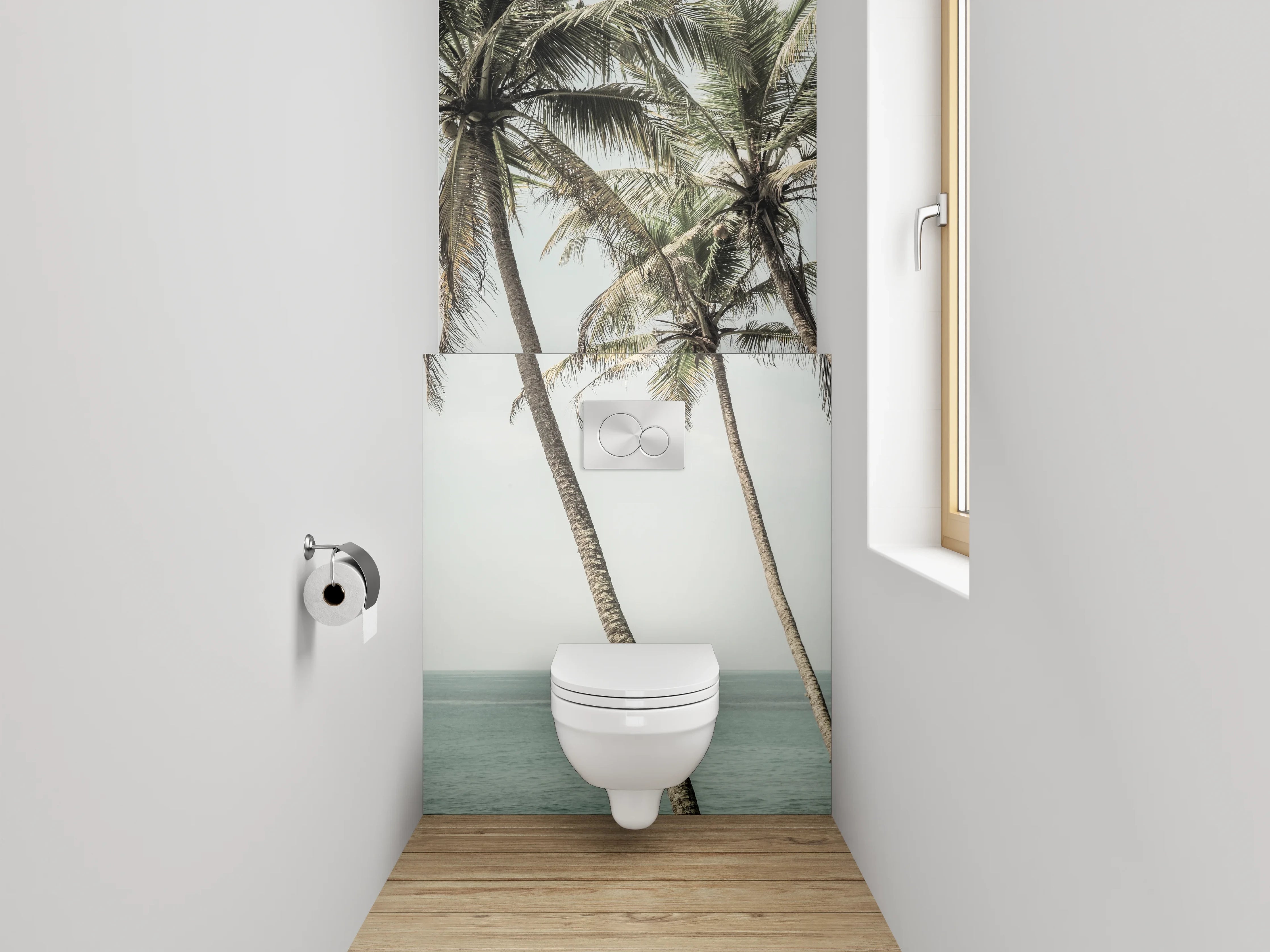 WC-Rückwand - Palmen am Meer Fotomotiv