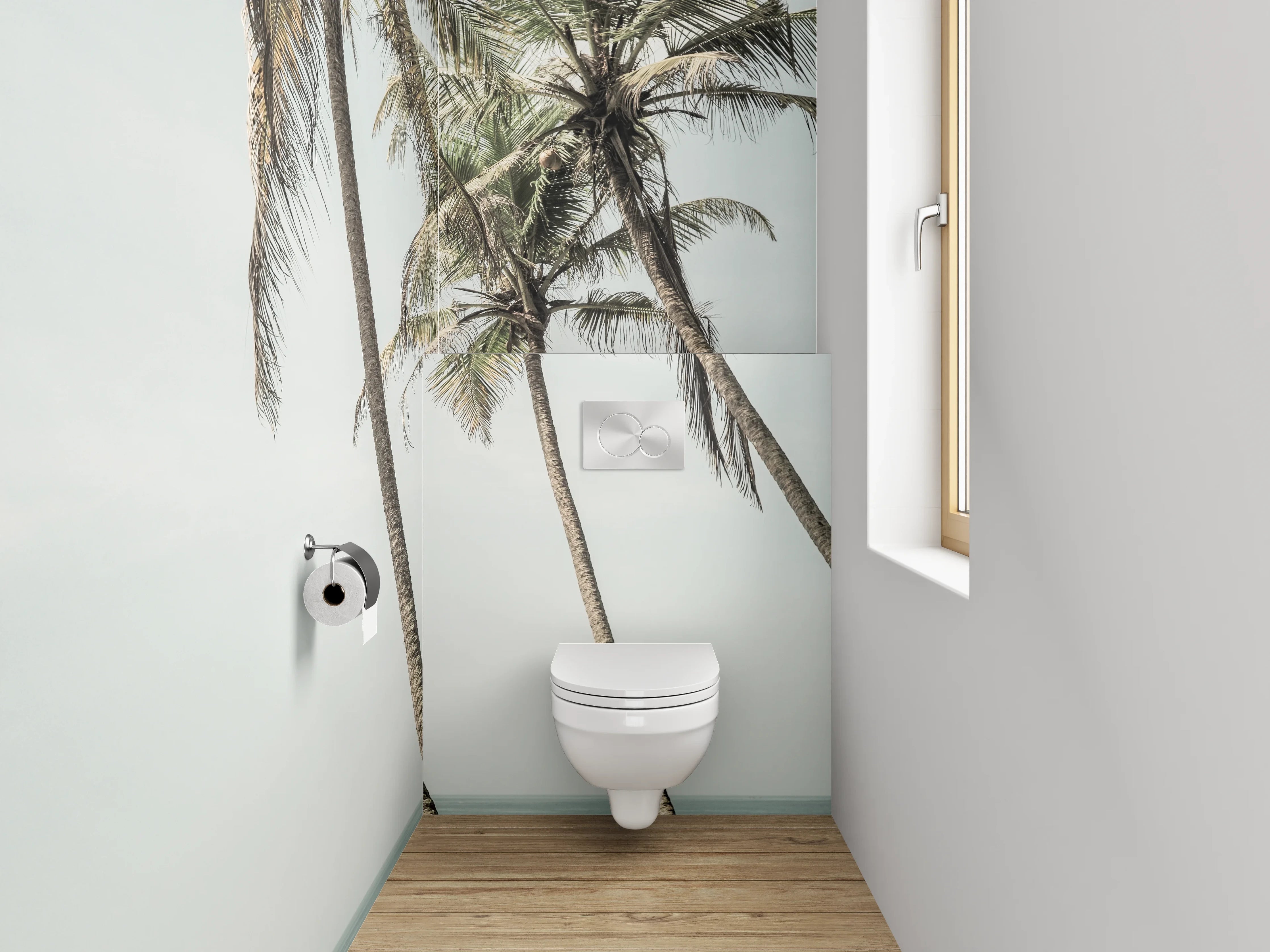 WC-Rückwand - Palmen am Meer Fotomotiv