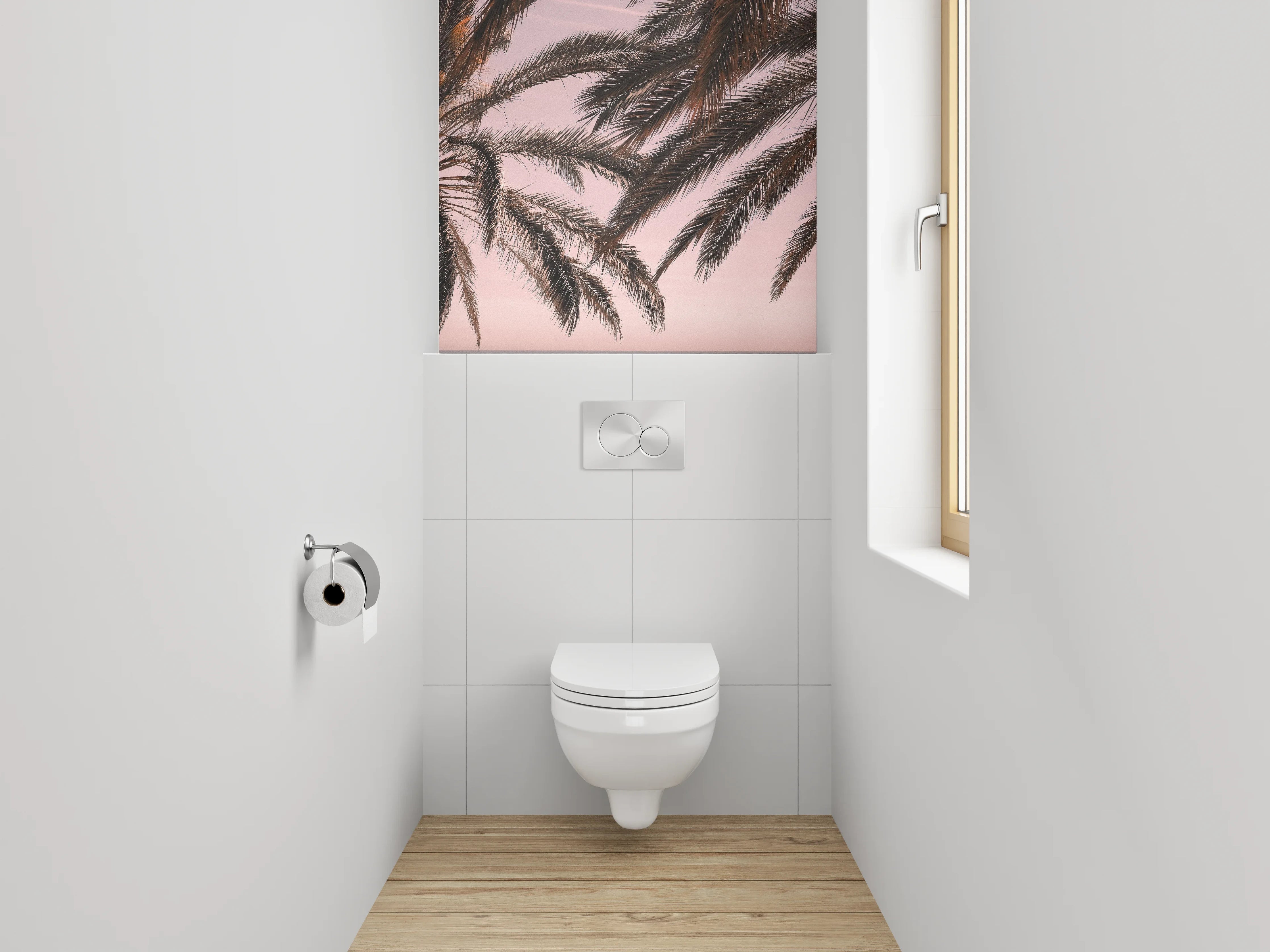 WC-Rückwand - Palmen am Meer Sonnenuntergang Kulisse