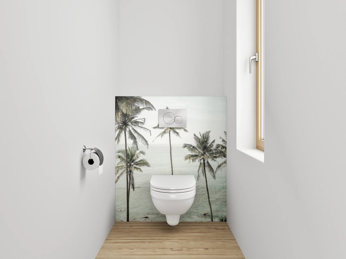 WC-Rückwand - Palmen am tropischen Meer – Fotodruck