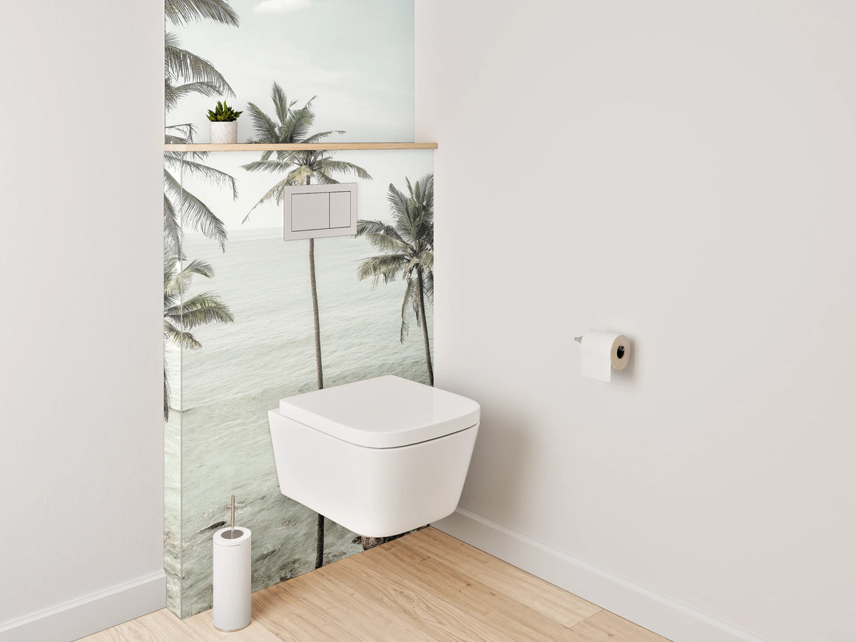WC-Rückwand - Palmen am tropischen Meer – Fotodruck