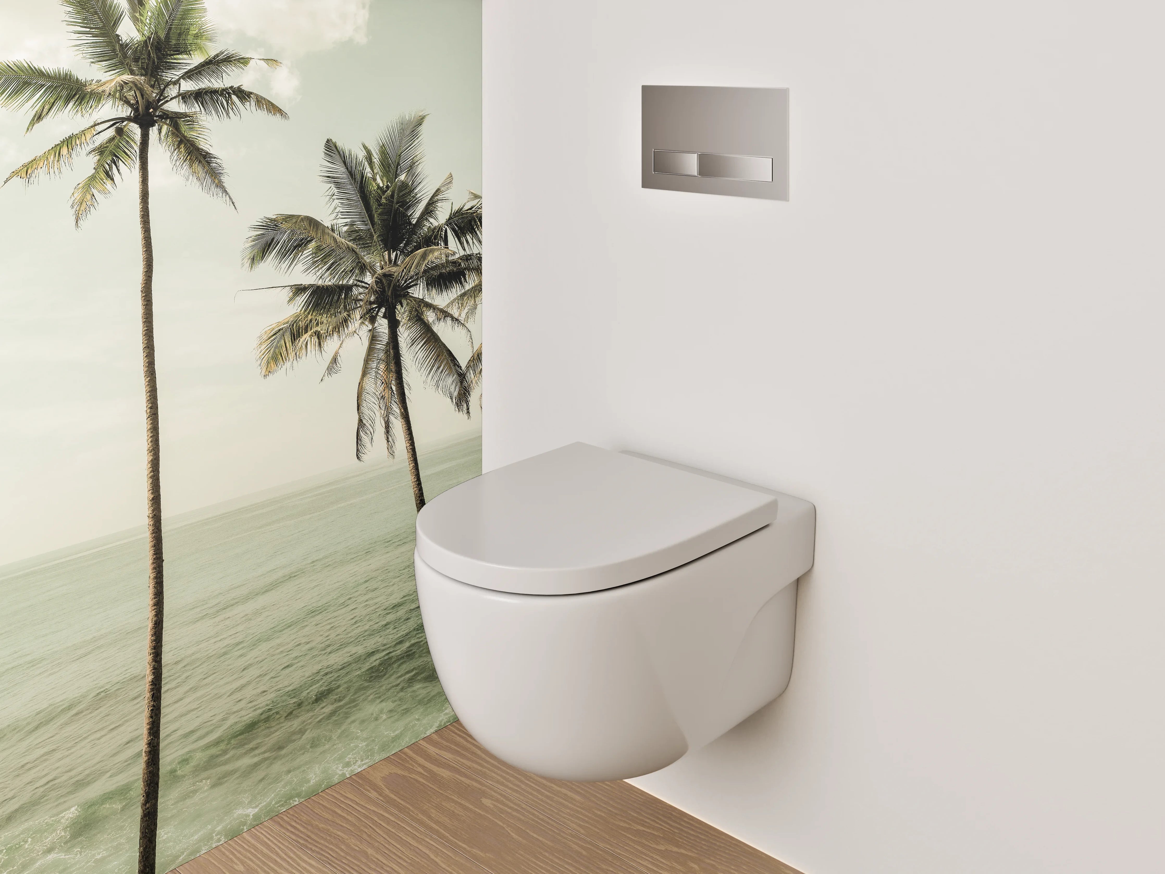 WC-Rückwand - Palmen am tropischen Meer – Wandbild