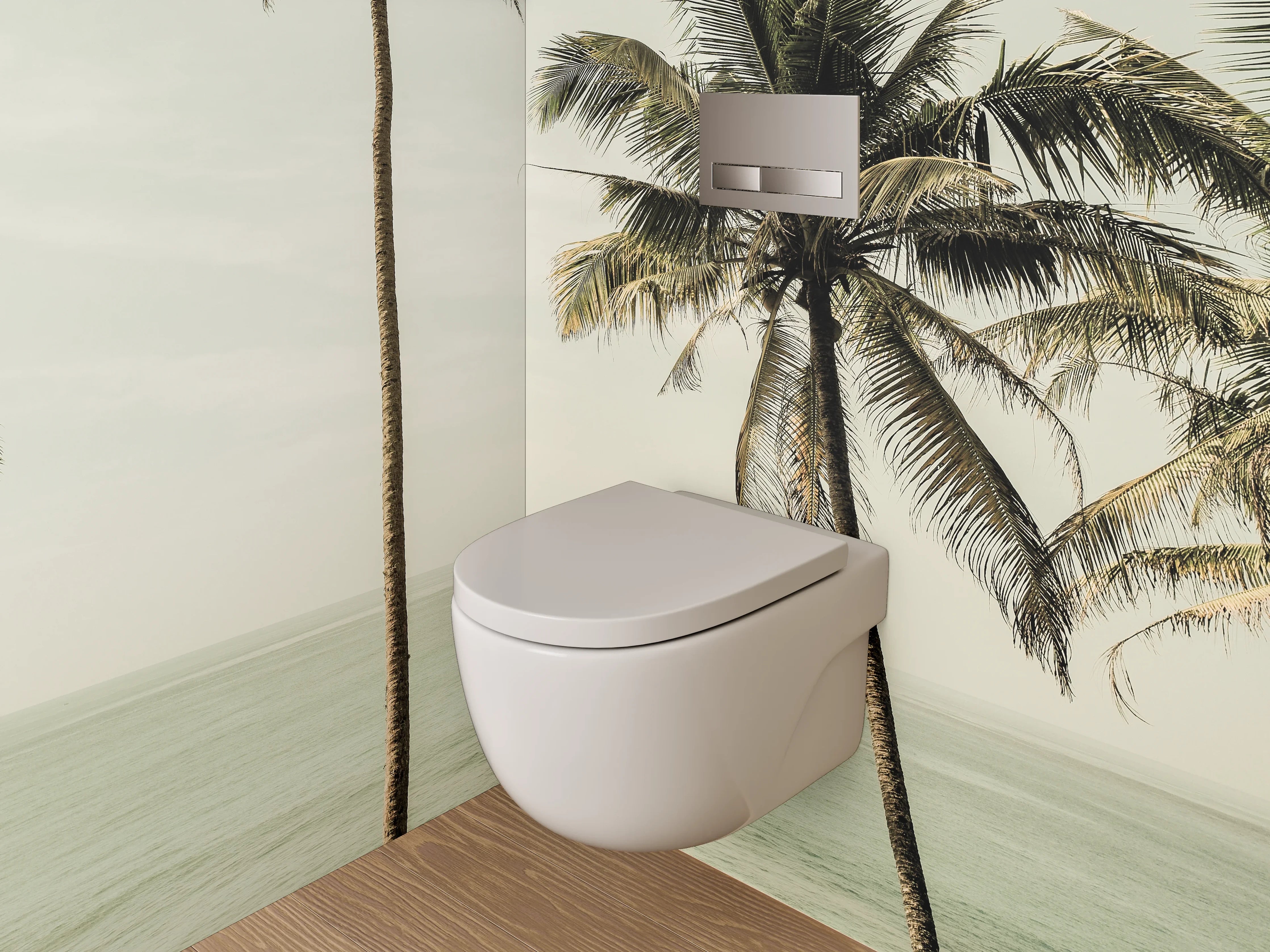 WC-Rückwand - Palmen am tropischen Meer – Wandbild