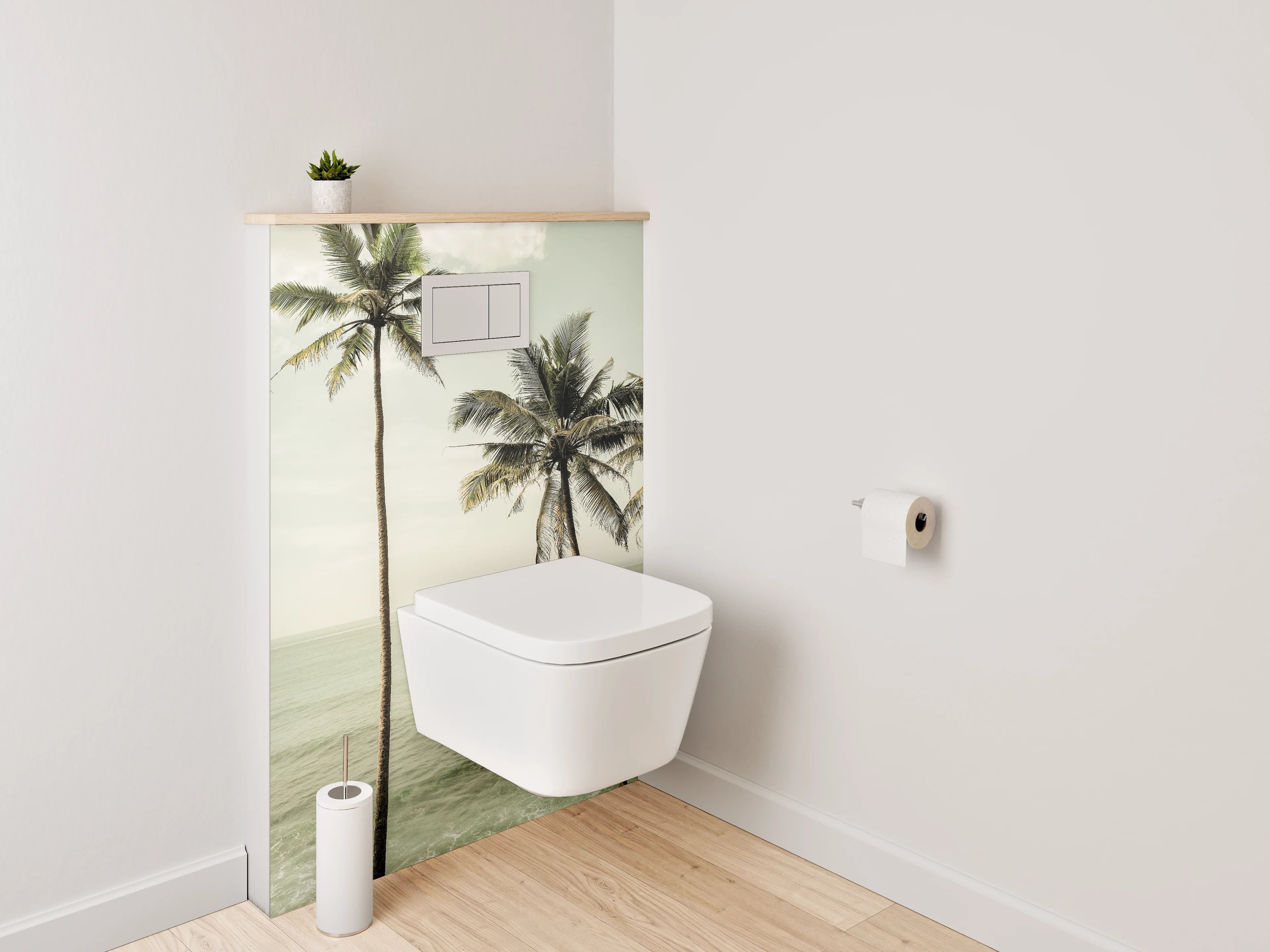 WC-Rückwand - Palmen am tropischen Meer – Wandbild