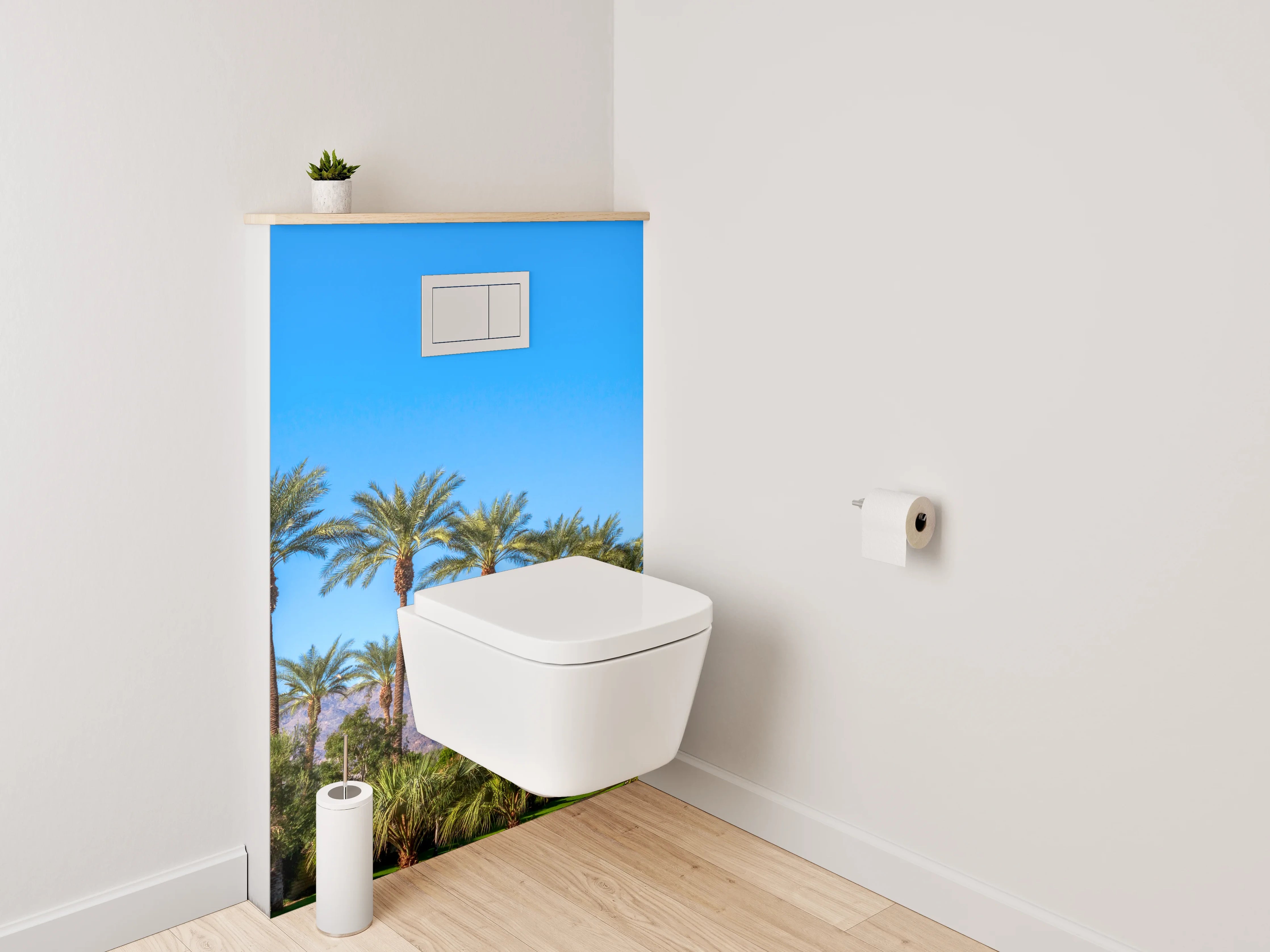 WC-Rückwand - Palmen und Berge Panorama
