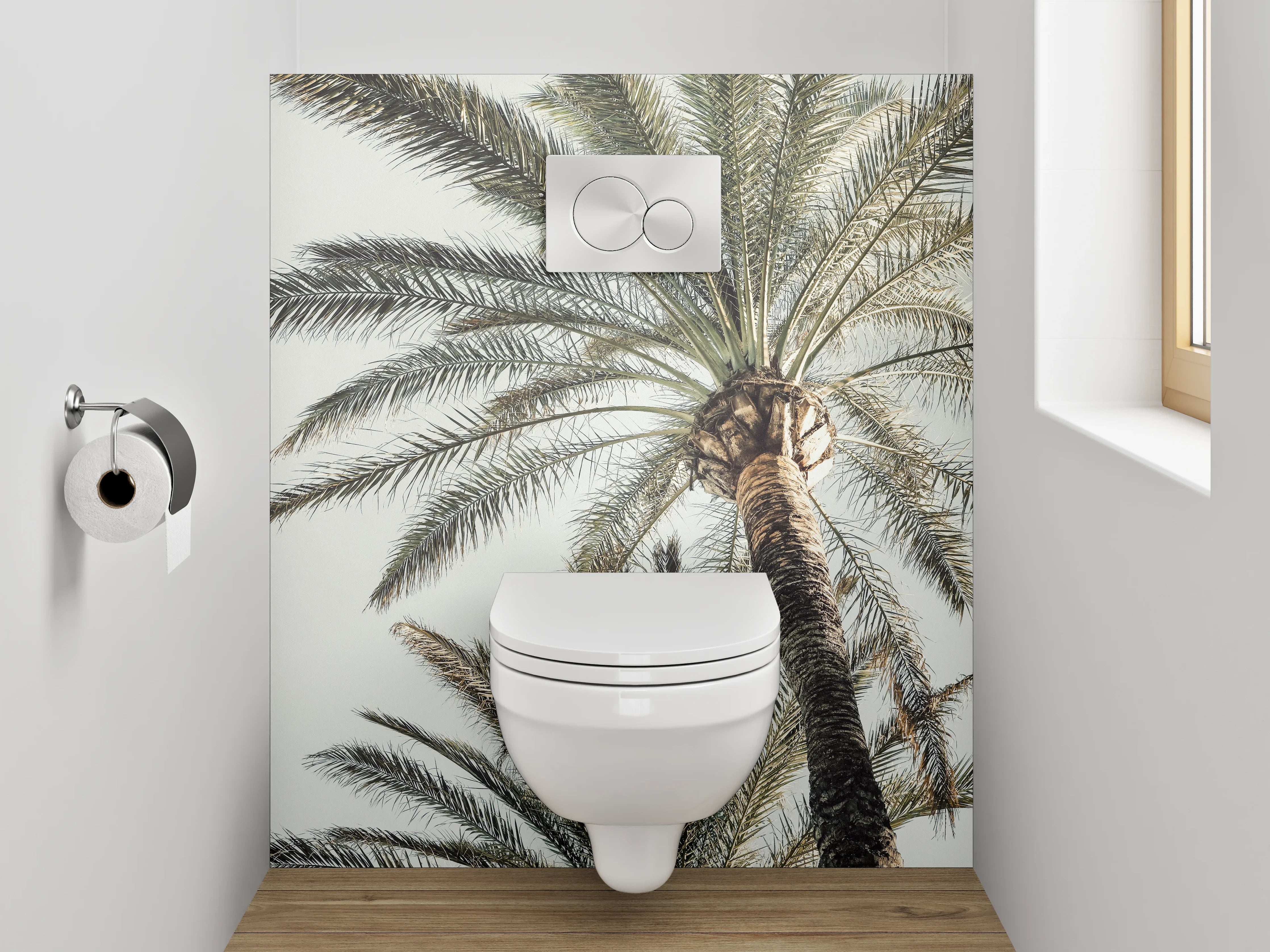 WC-Rückwand - Palmen unter hellem Himmel Fotomotiv