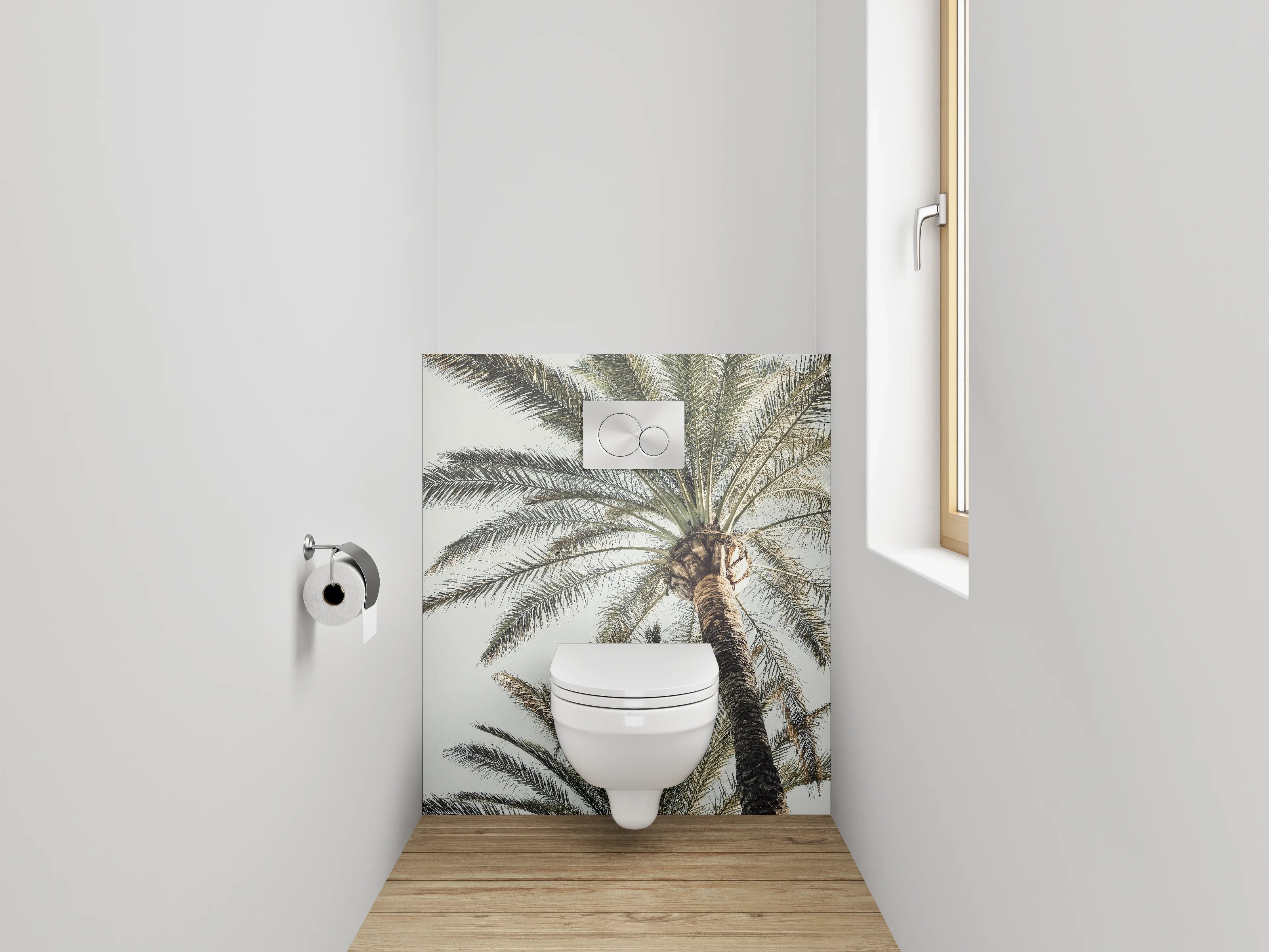 WC-Rückwand - Palmen unter hellem Himmel Fotomotiv