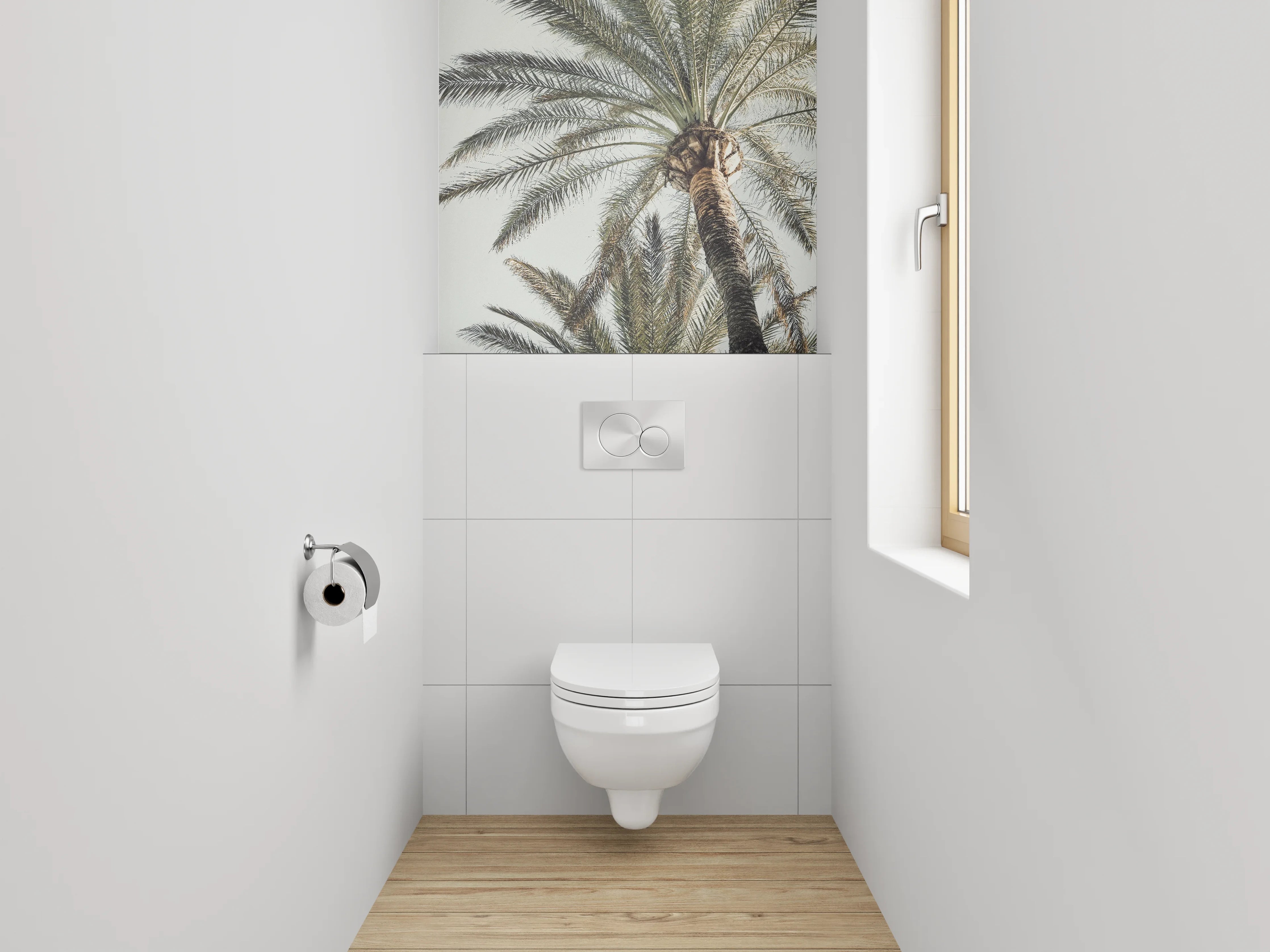 WC-Rückwand - Palmen unter hellem Himmel Fotomotiv