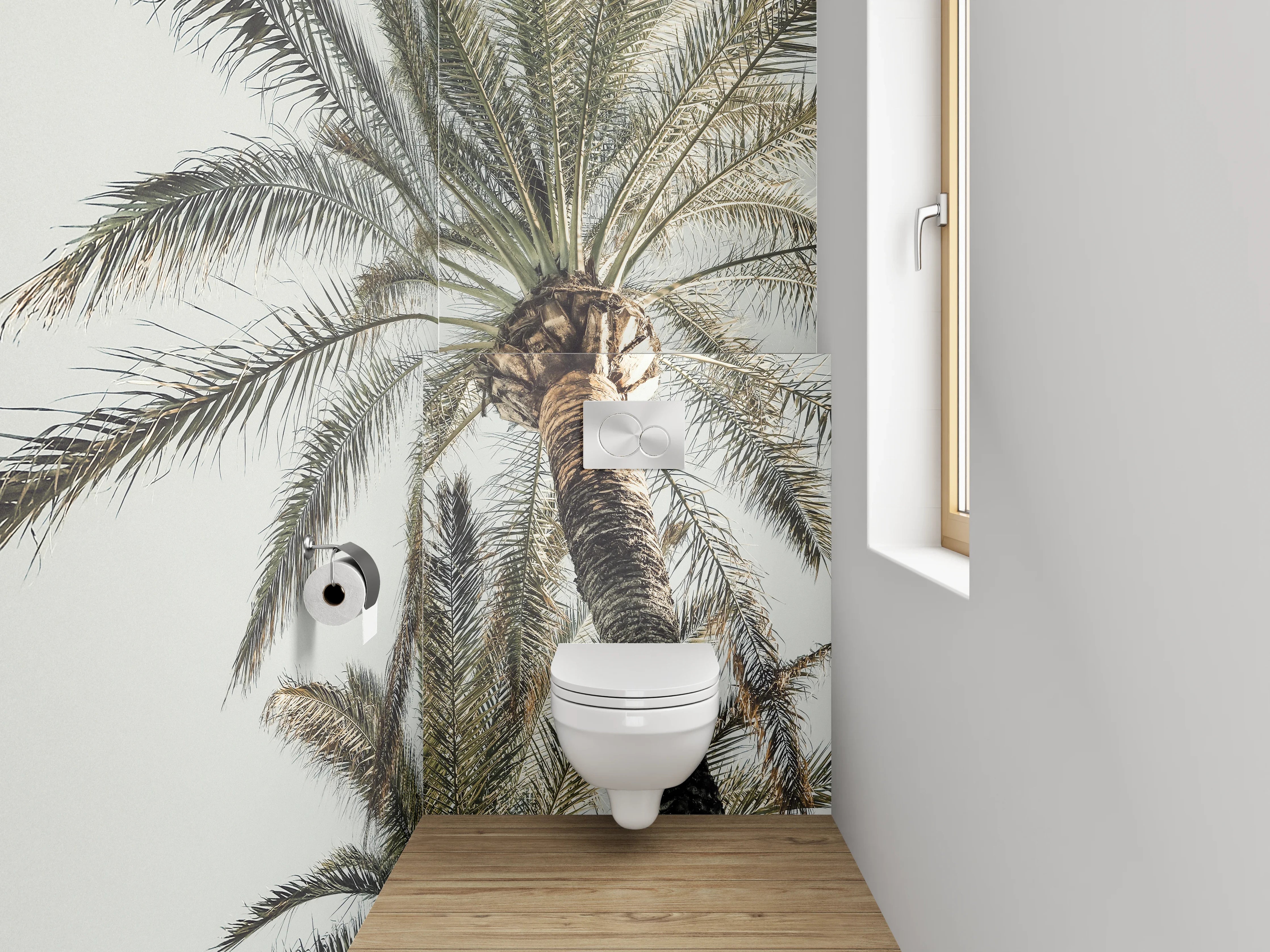 WC-Rückwand - Palmen unter hellem Himmel Fotomotiv