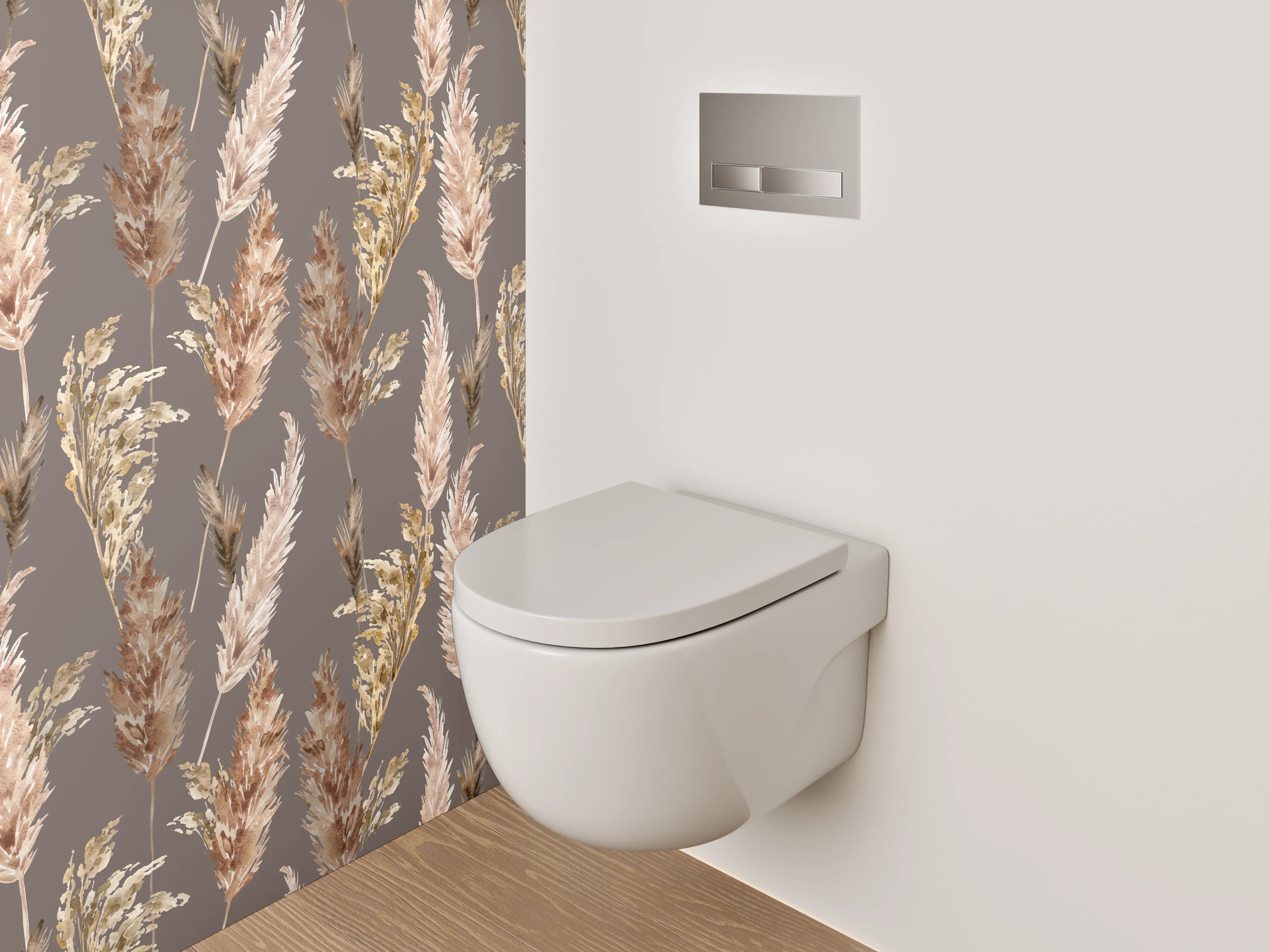 WC-Rückwand - Pampasgras Tapete Braun Beige Muster