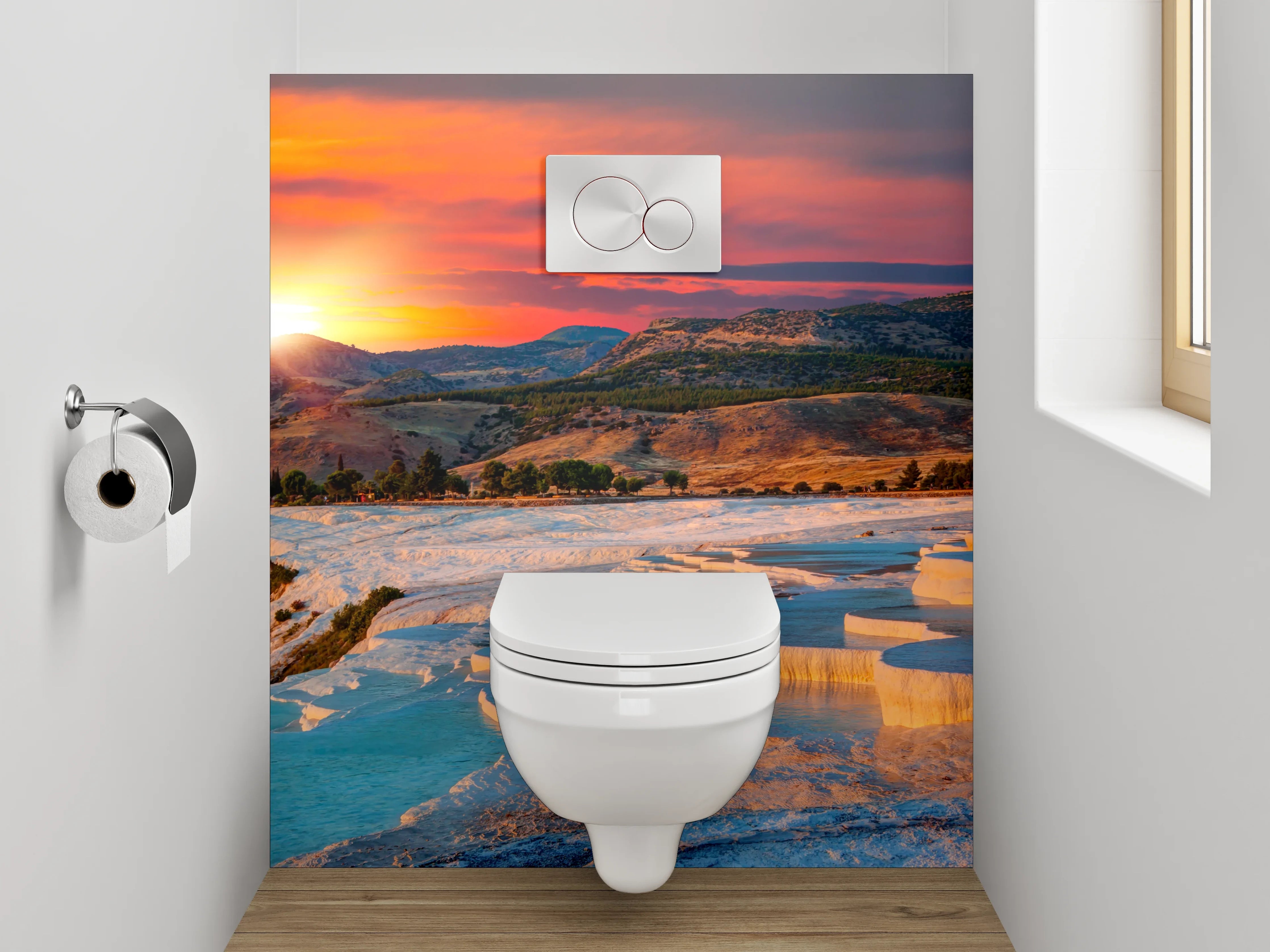 WC-Rückwand - Pamukkale Sonnenuntergang Naturwunder