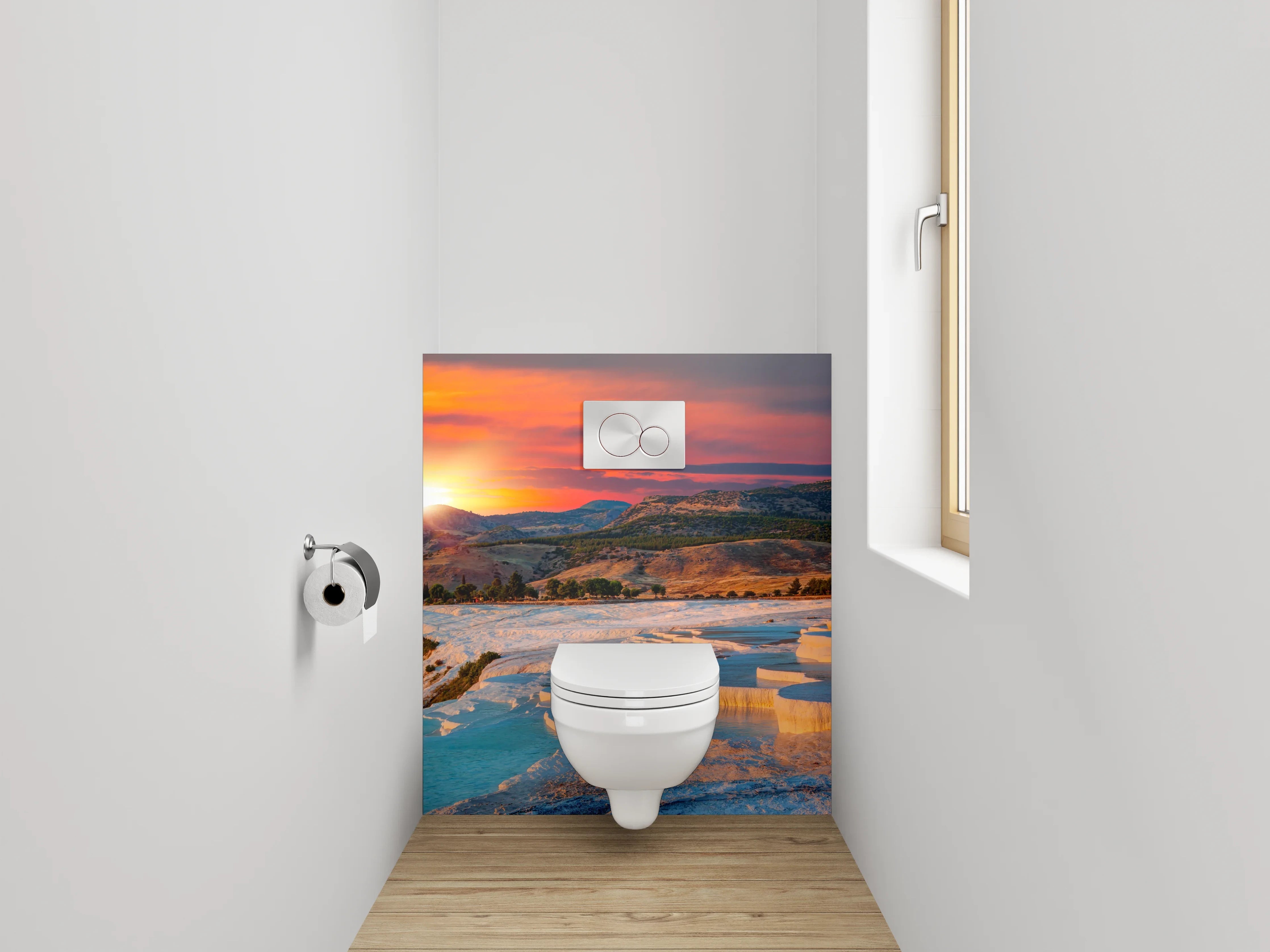 WC-Rückwand - Pamukkale Sonnenuntergang Naturwunder