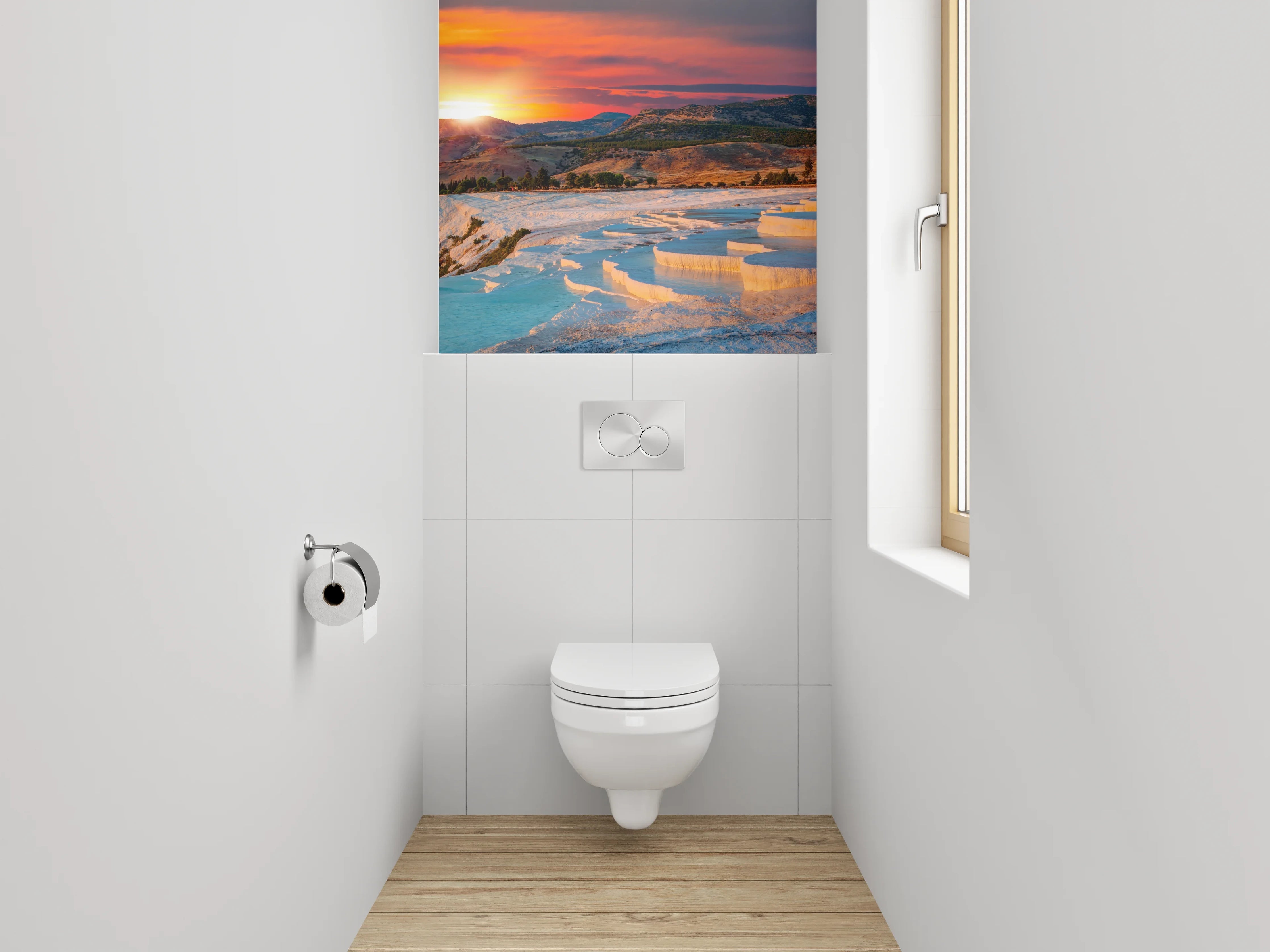 WC-Rückwand - Pamukkale Sonnenuntergang Naturwunder