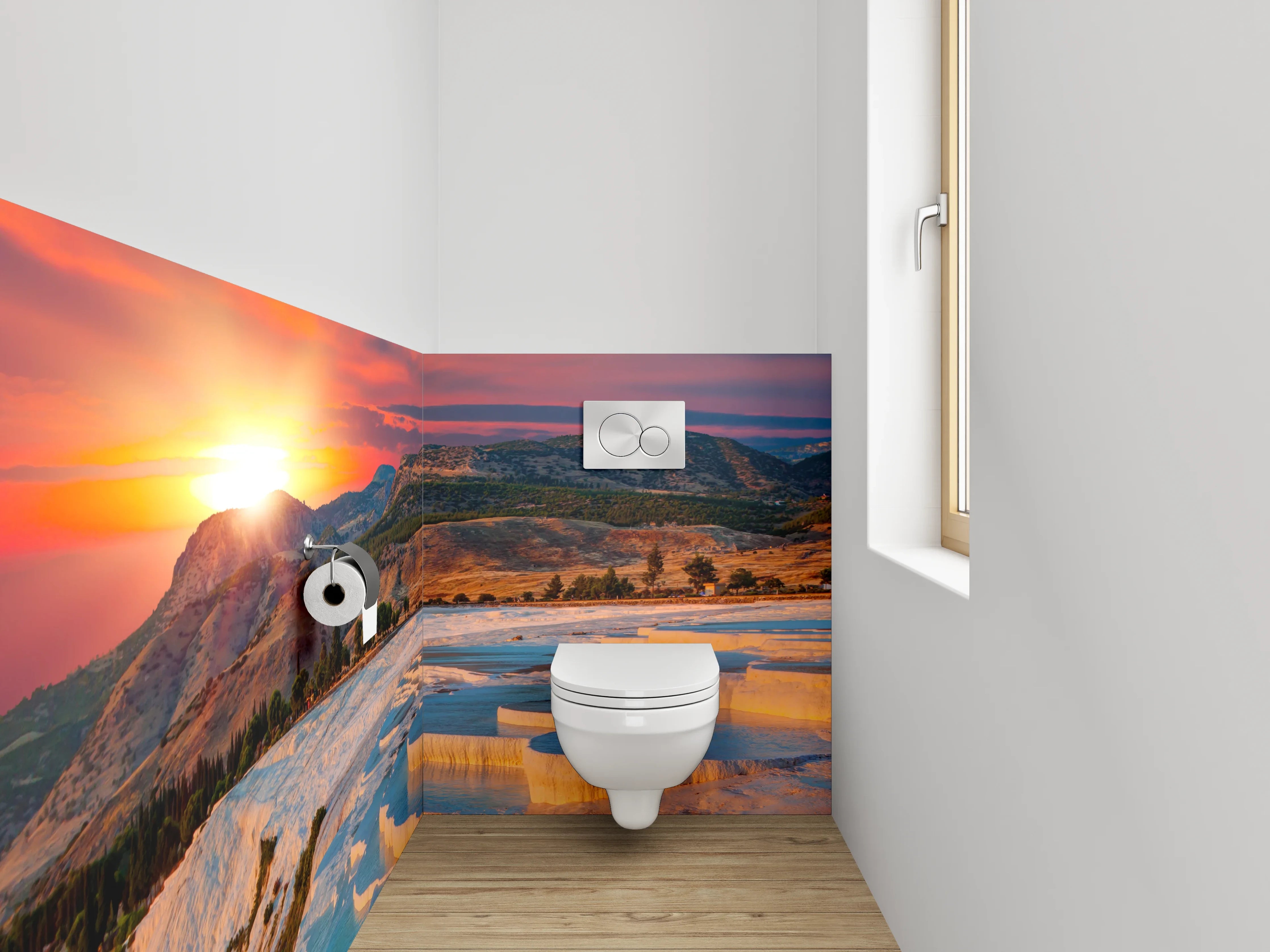 WC-Rückwand - Pamukkale Sonnenuntergang Naturwunder