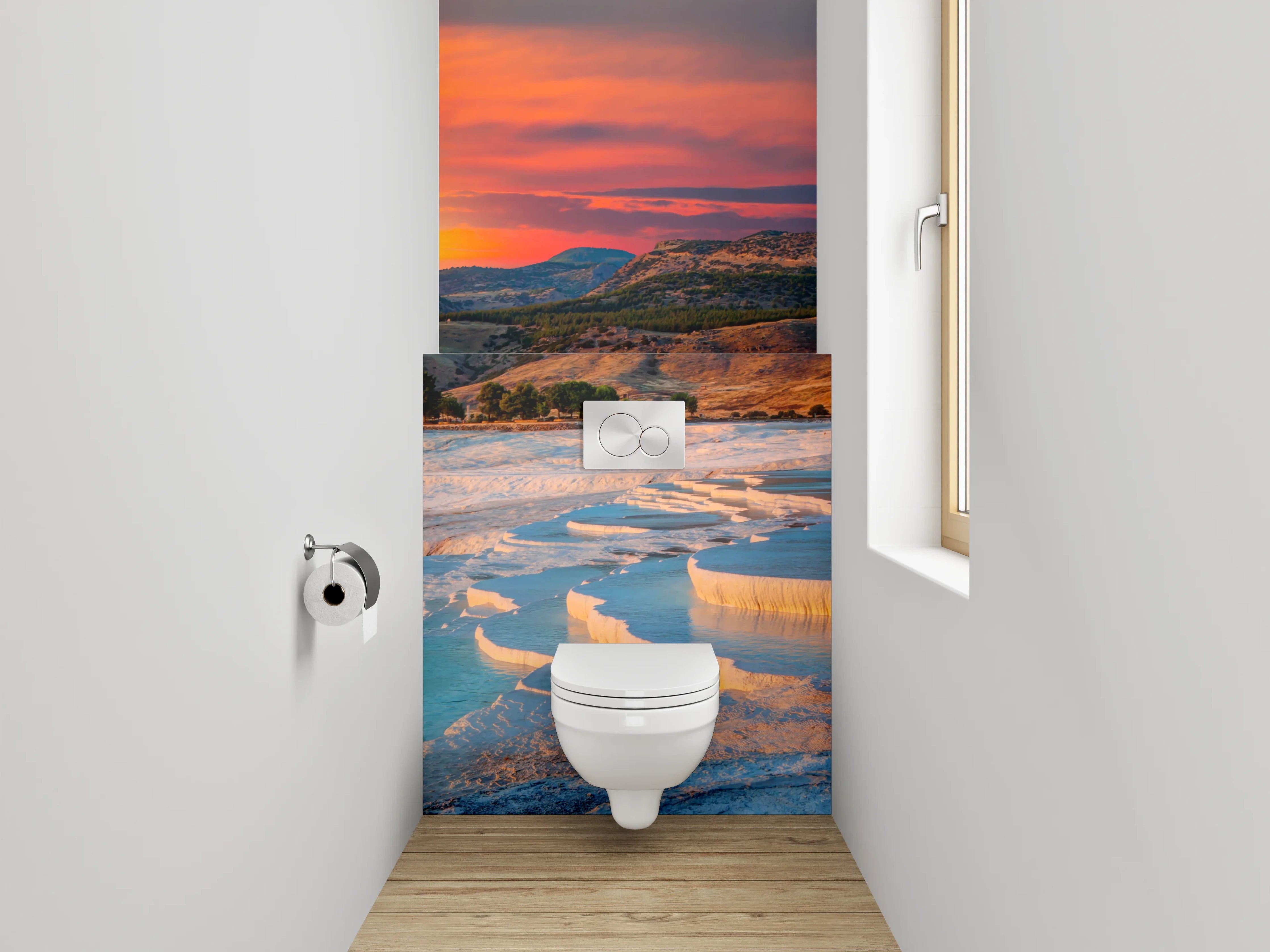 WC-Rückwand - Pamukkale Sonnenuntergang Naturwunder