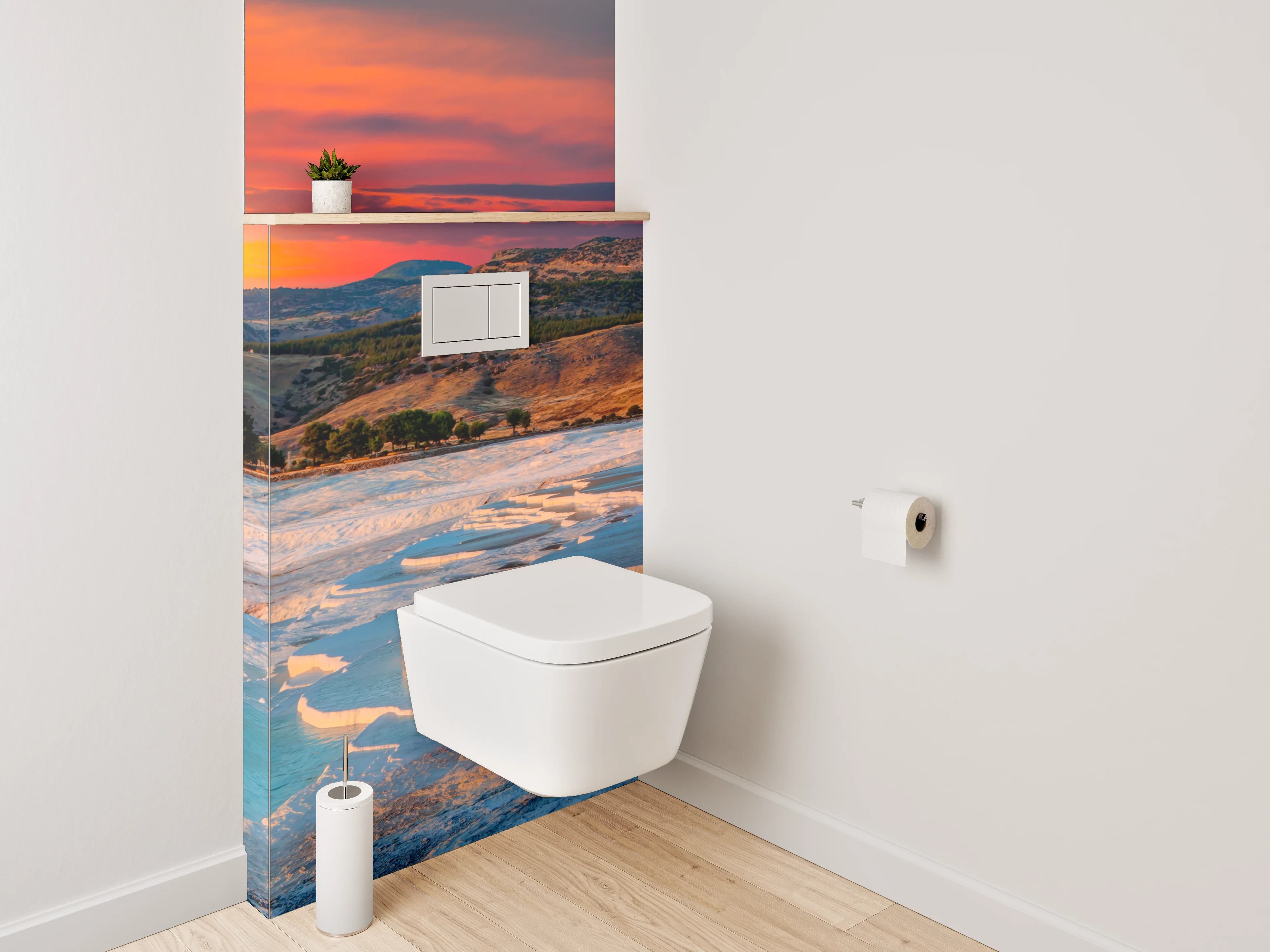 WC-Rückwand - Pamukkale Sonnenuntergang Naturwunder