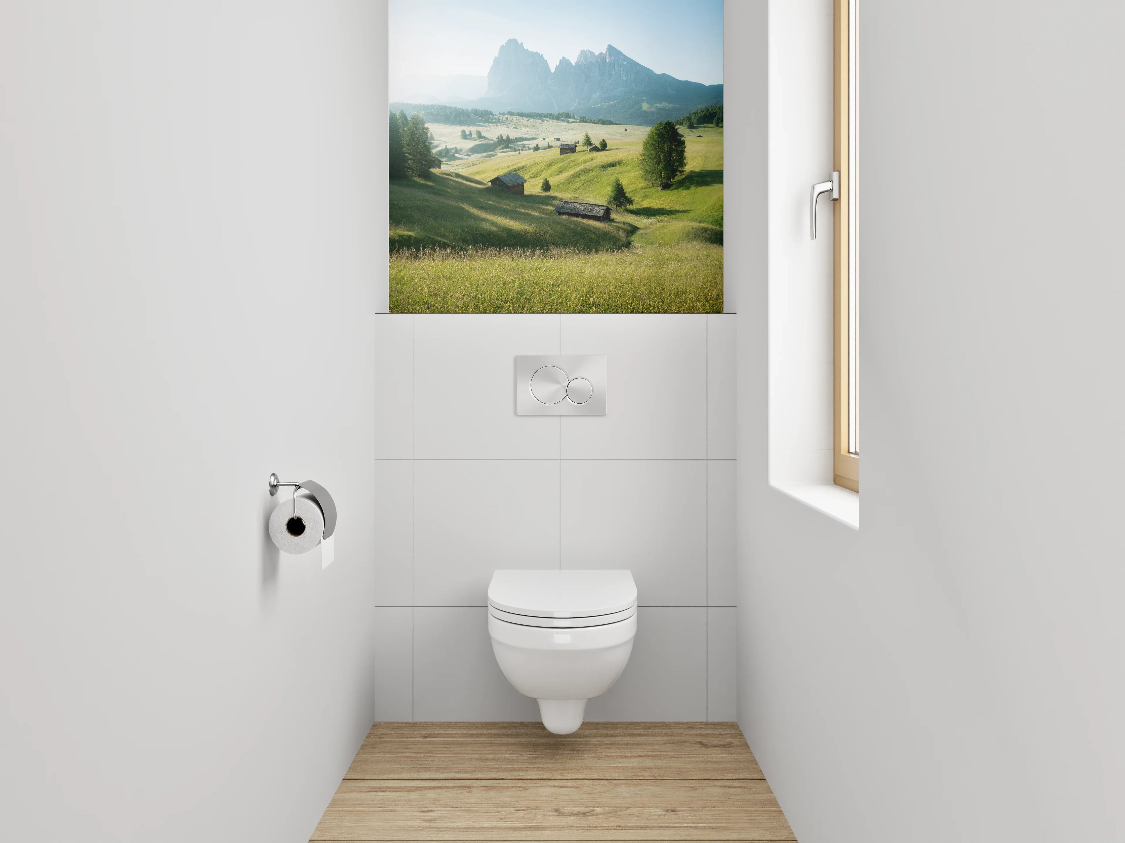 WC-Rückwand - Panorama Almlandschaft mit Bergblick