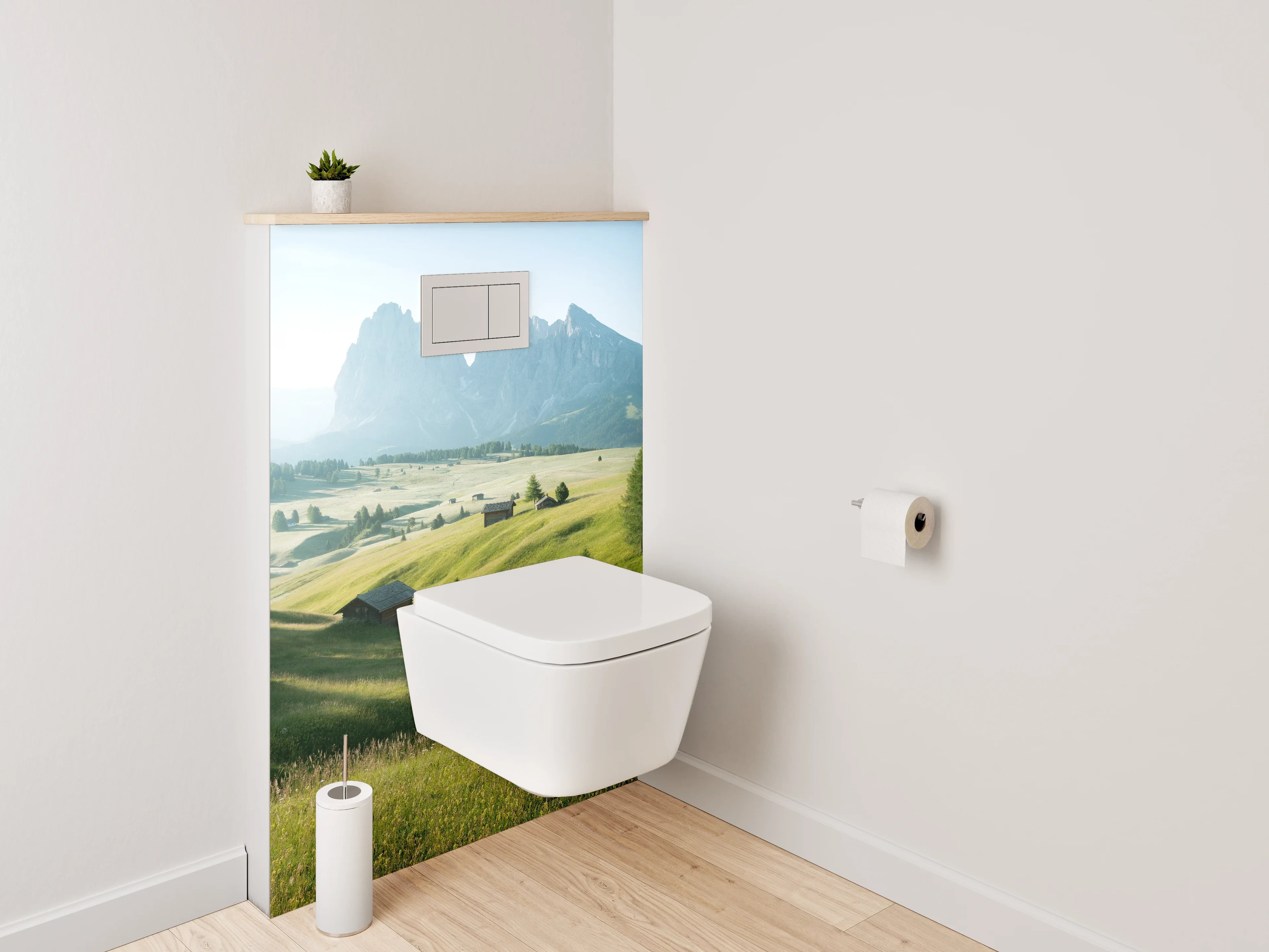 WC-Rückwand - Panorama Almlandschaft mit Bergblick