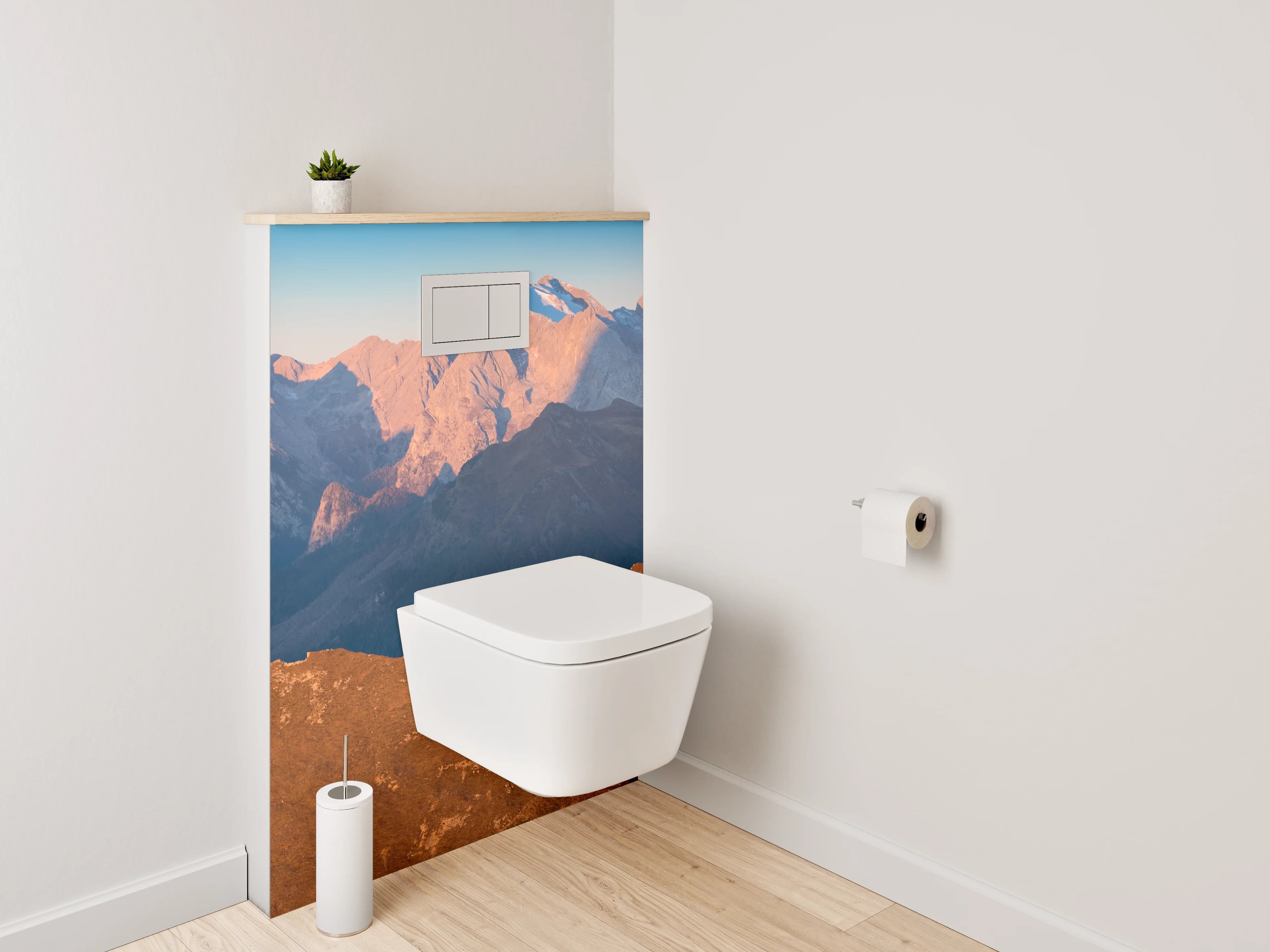 WC-Rückwand - Panorama Alpen Berge Sonnenuntergang