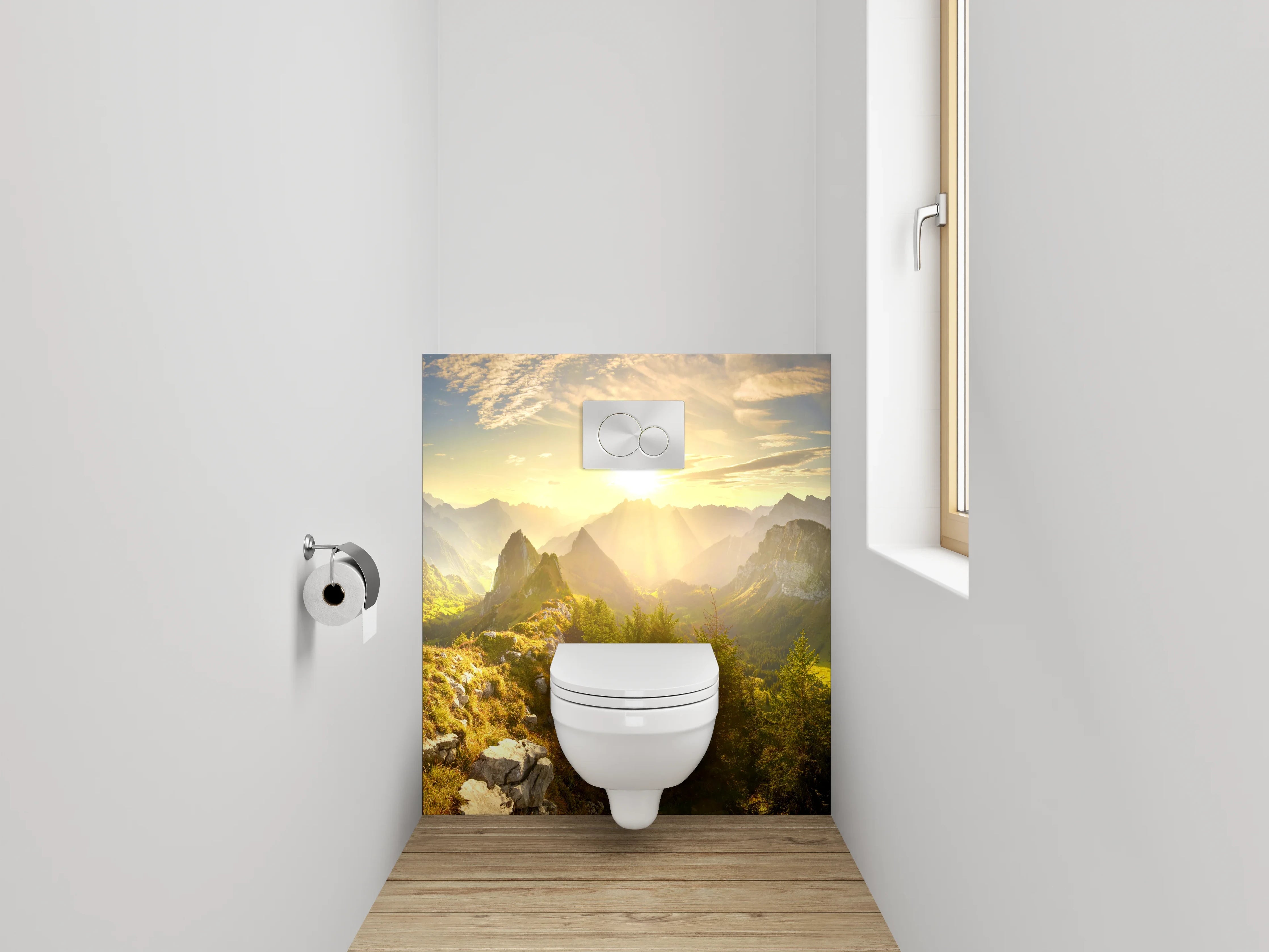 WC-Rückwand - Panorama Alpen Sonnenaufgang Landschaft