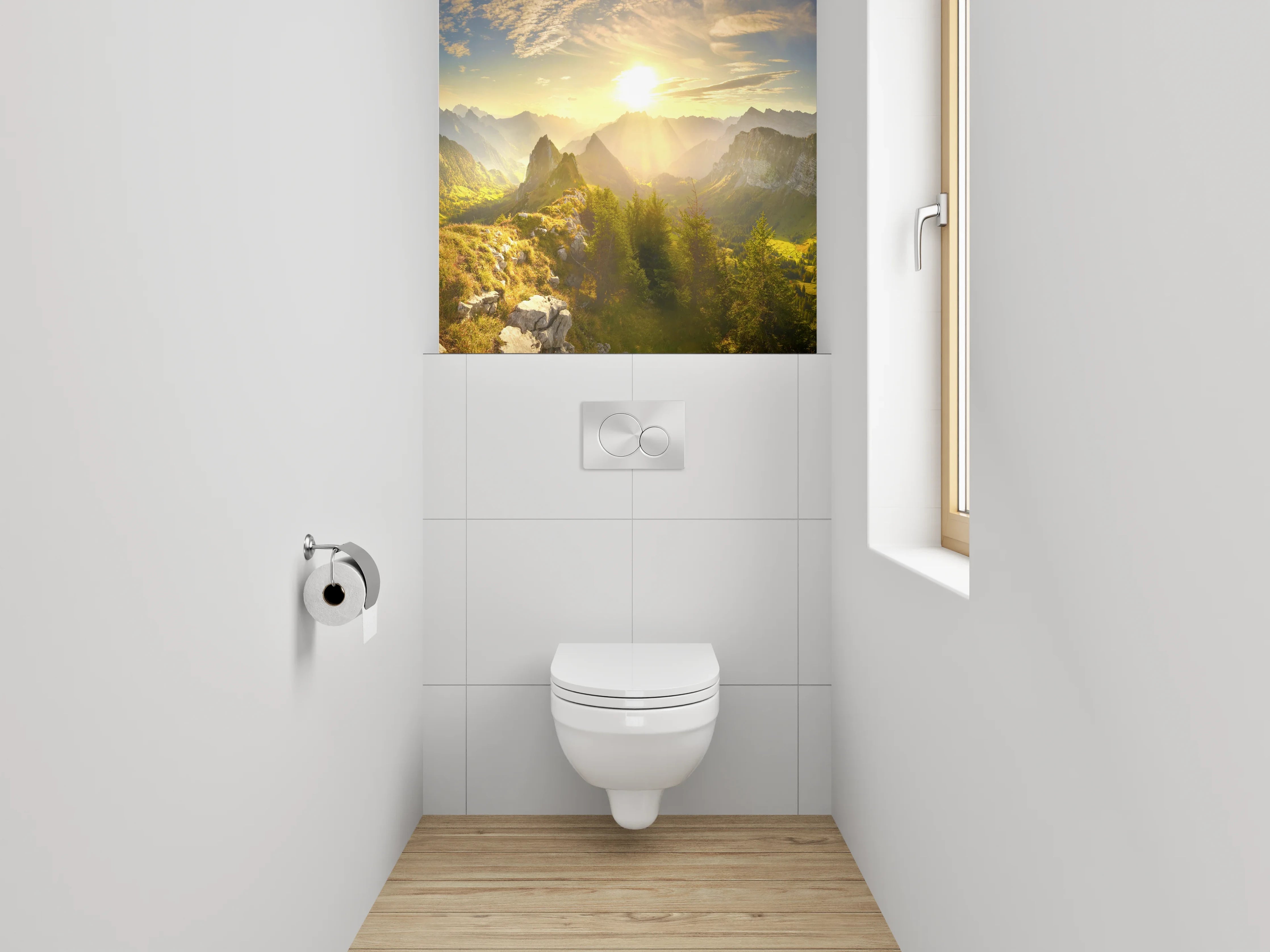WC-Rückwand - Panorama Alpen Sonnenaufgang Landschaft