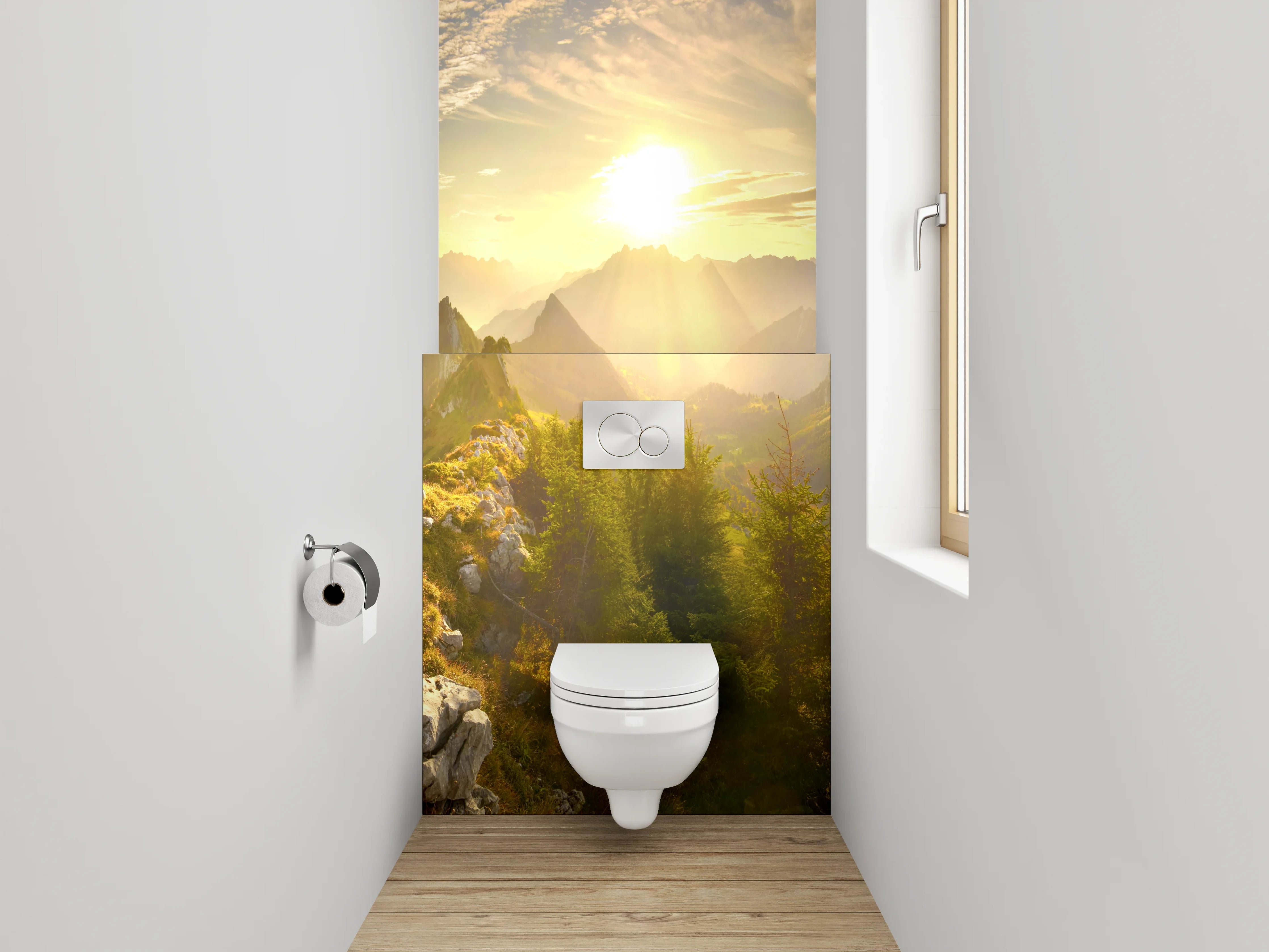 WC-Rückwand - Panorama Alpen Sonnenaufgang Landschaft