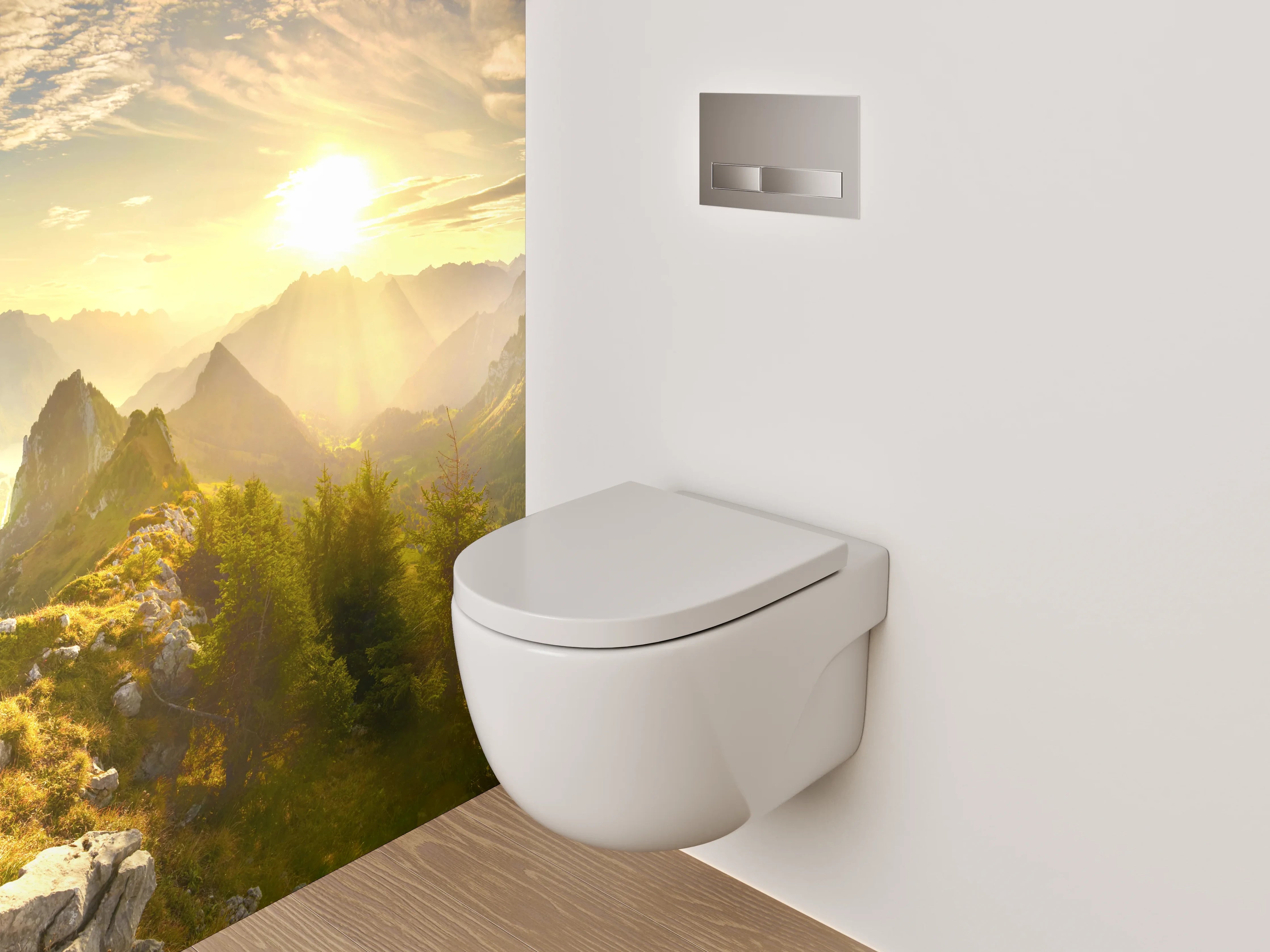 WC-Rückwand - Panorama Alpen Sonnenaufgang Landschaft