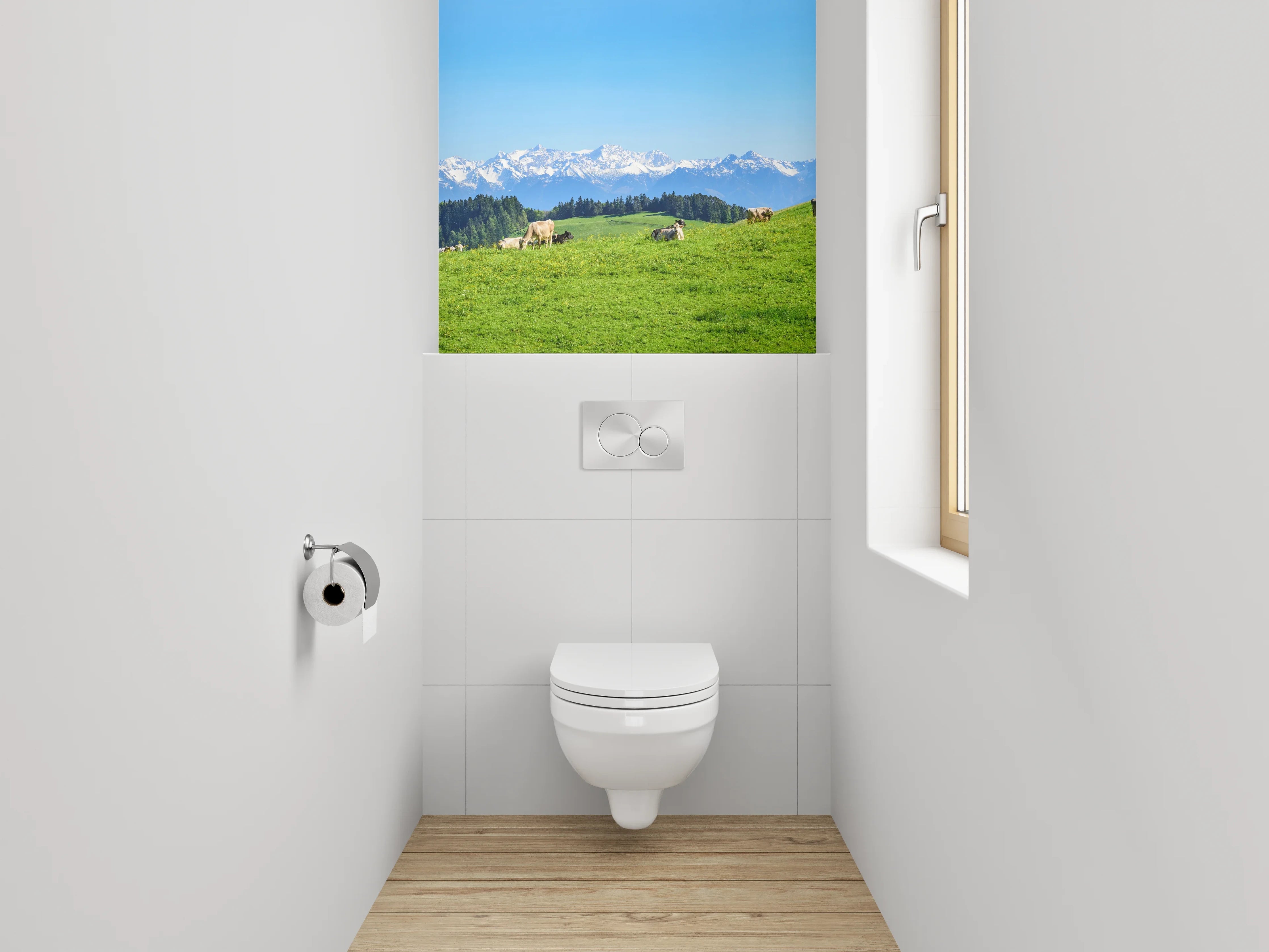 WC-Rückwand - Panorama Alpen Weide Bauernhof