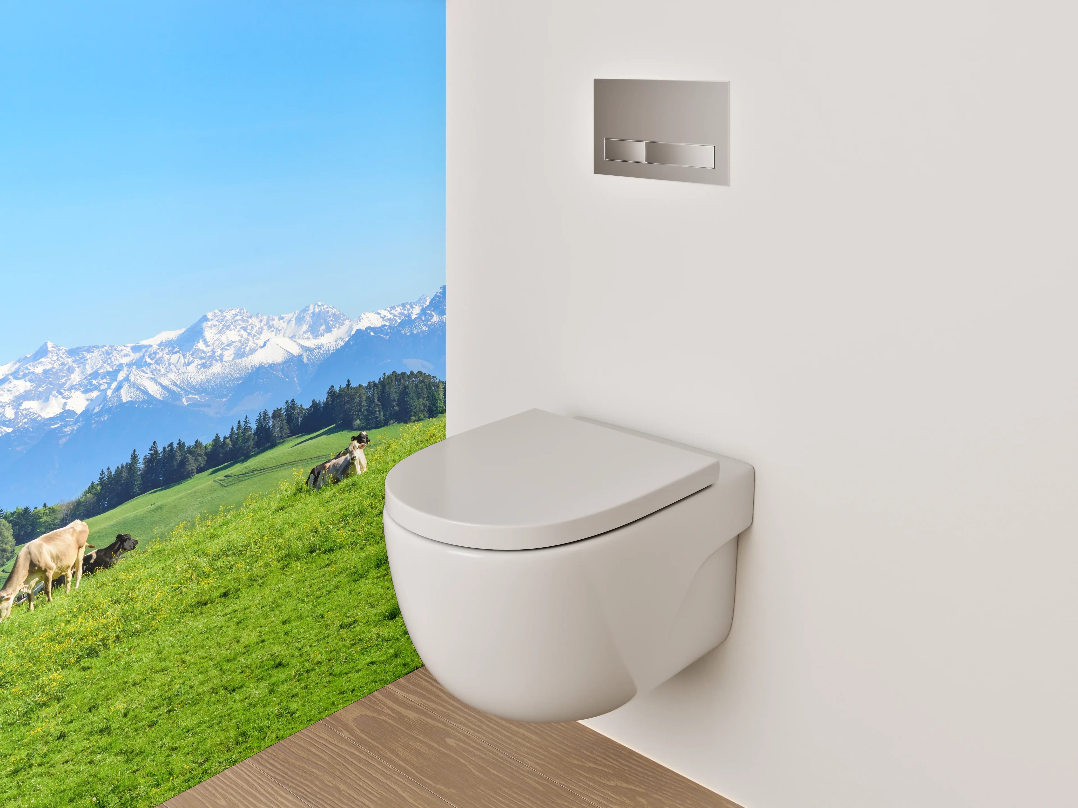 WC-Rückwand - Panorama Alpen Weide Bauernhof