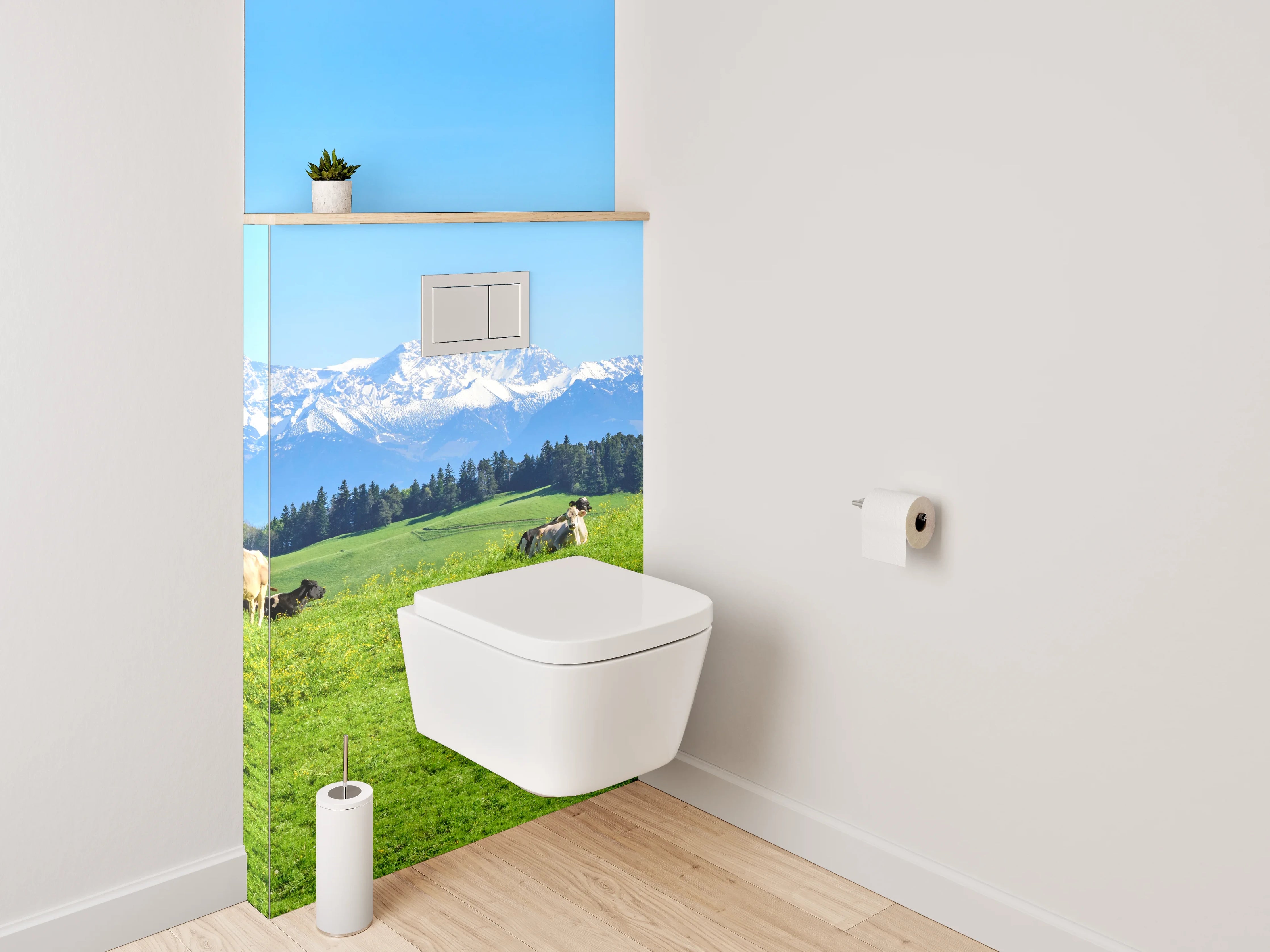 WC-Rückwand - Panorama Alpen Weide Bauernhof