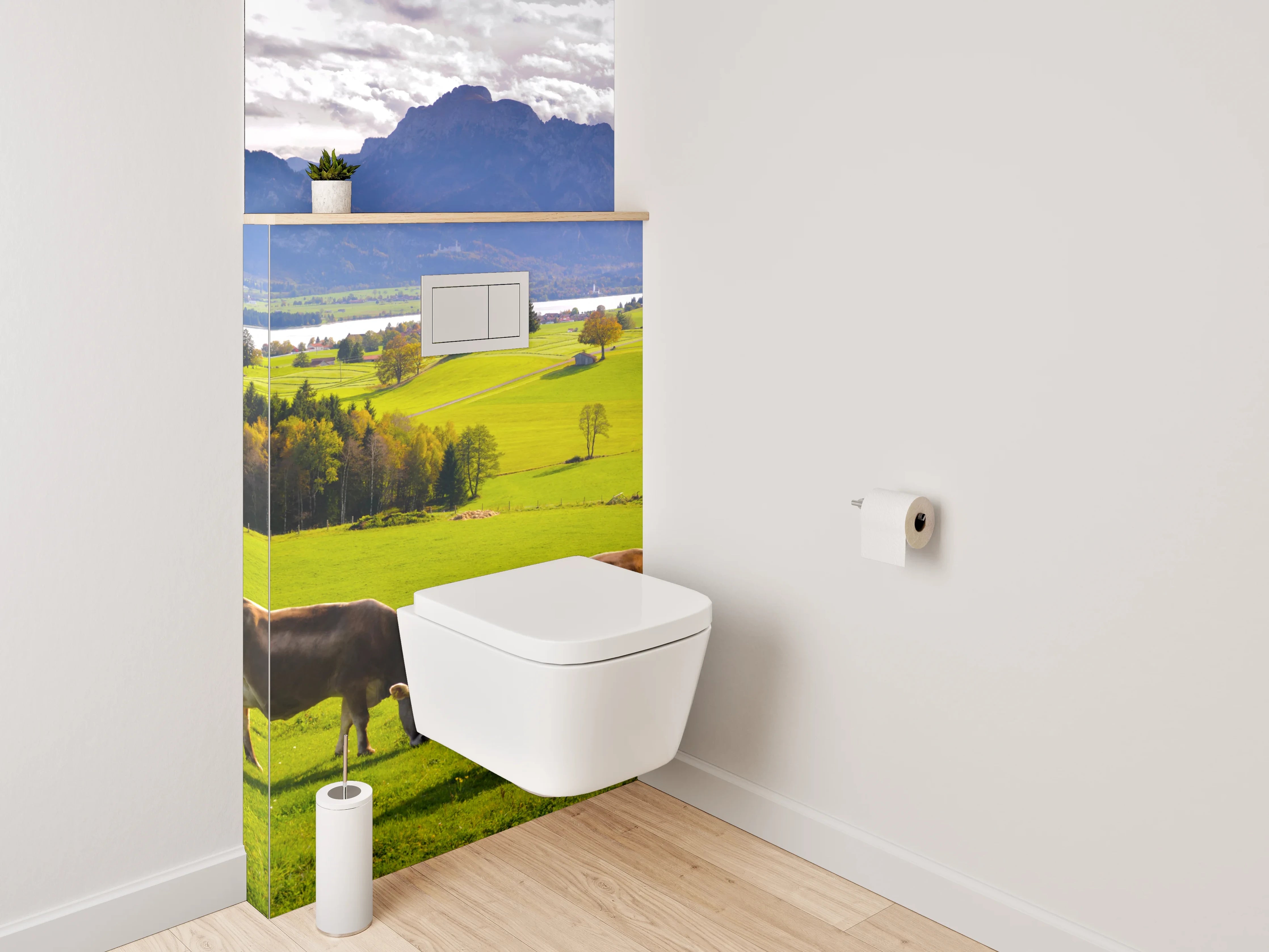 WC-Rückwand - Panorama Alpenwiese mit Kühen