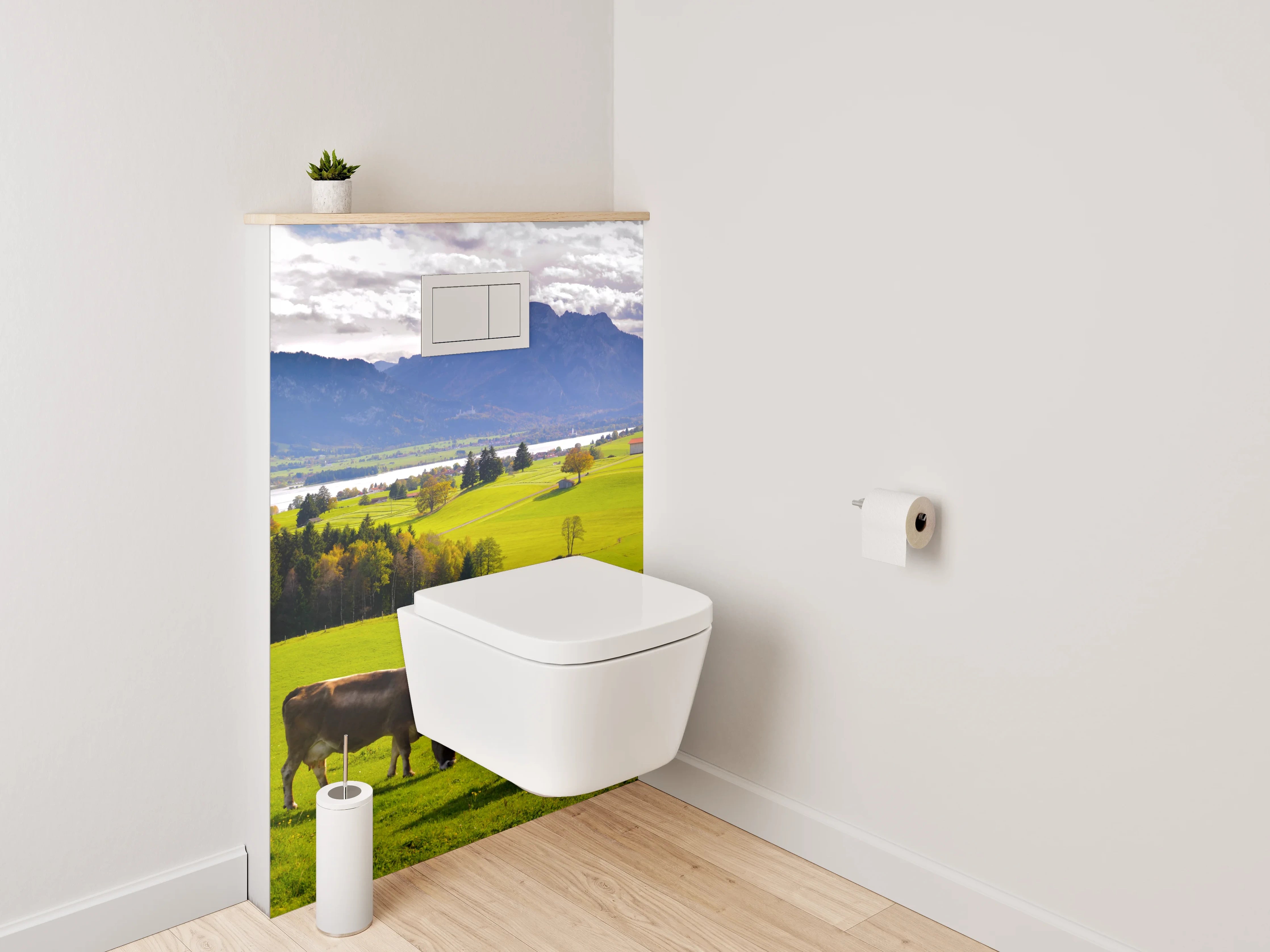 WC-Rückwand - Panorama Alpenwiese mit Kühen