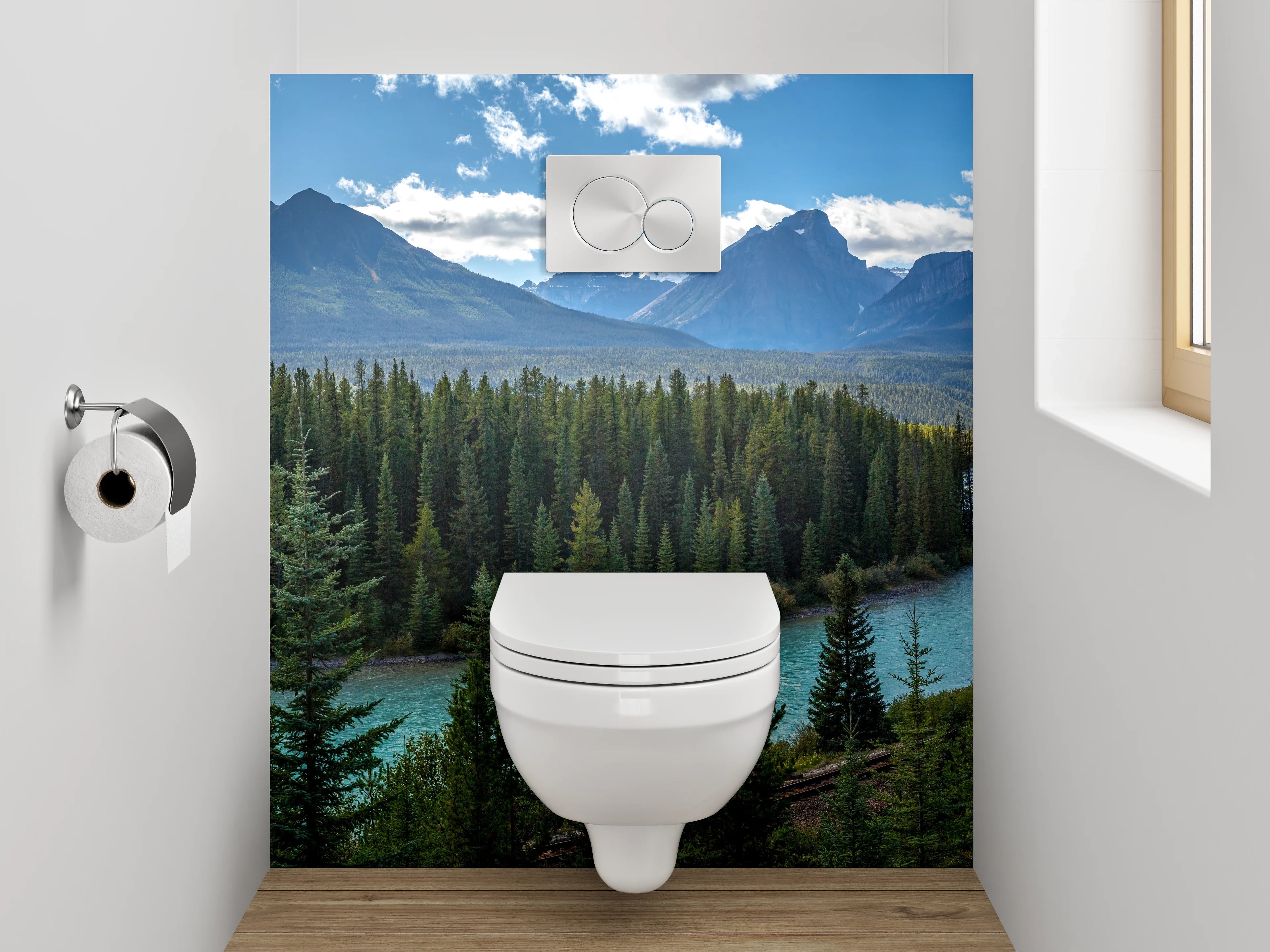WC-Rückwand - Panorama Bergfluss Landschaft