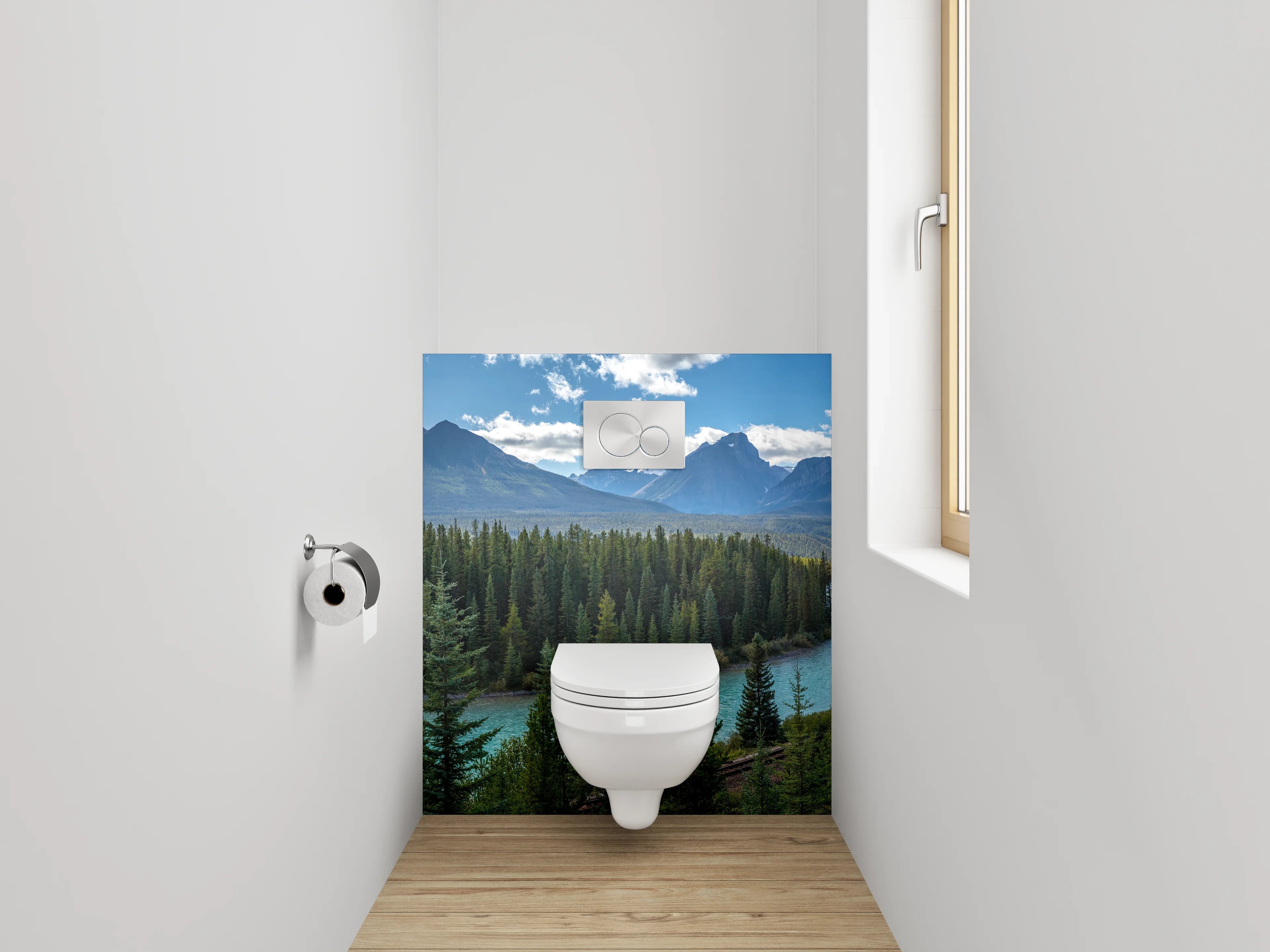 WC-Rückwand - Panorama Bergfluss Landschaft