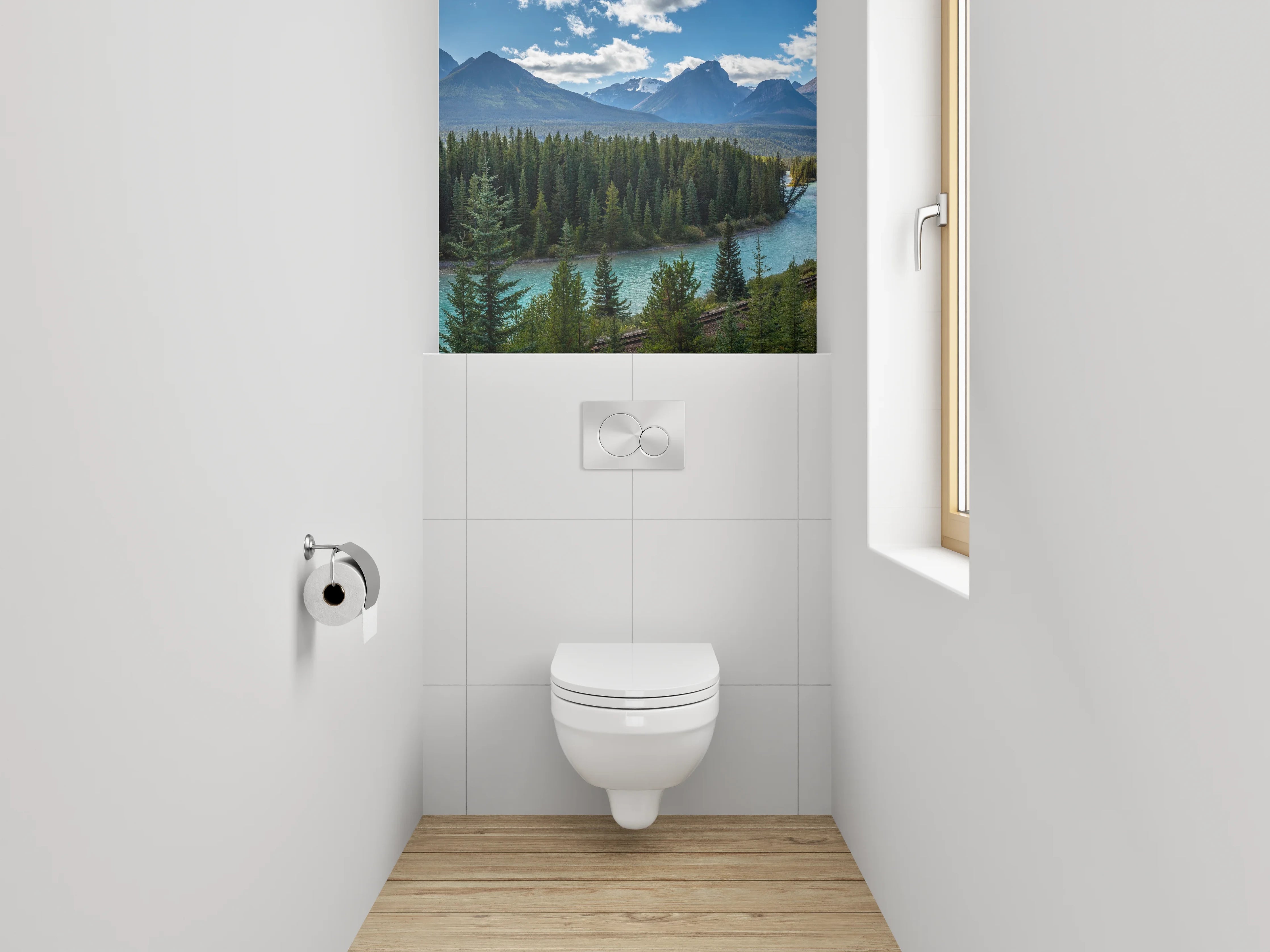 WC-Rückwand - Panorama Bergfluss Landschaft
