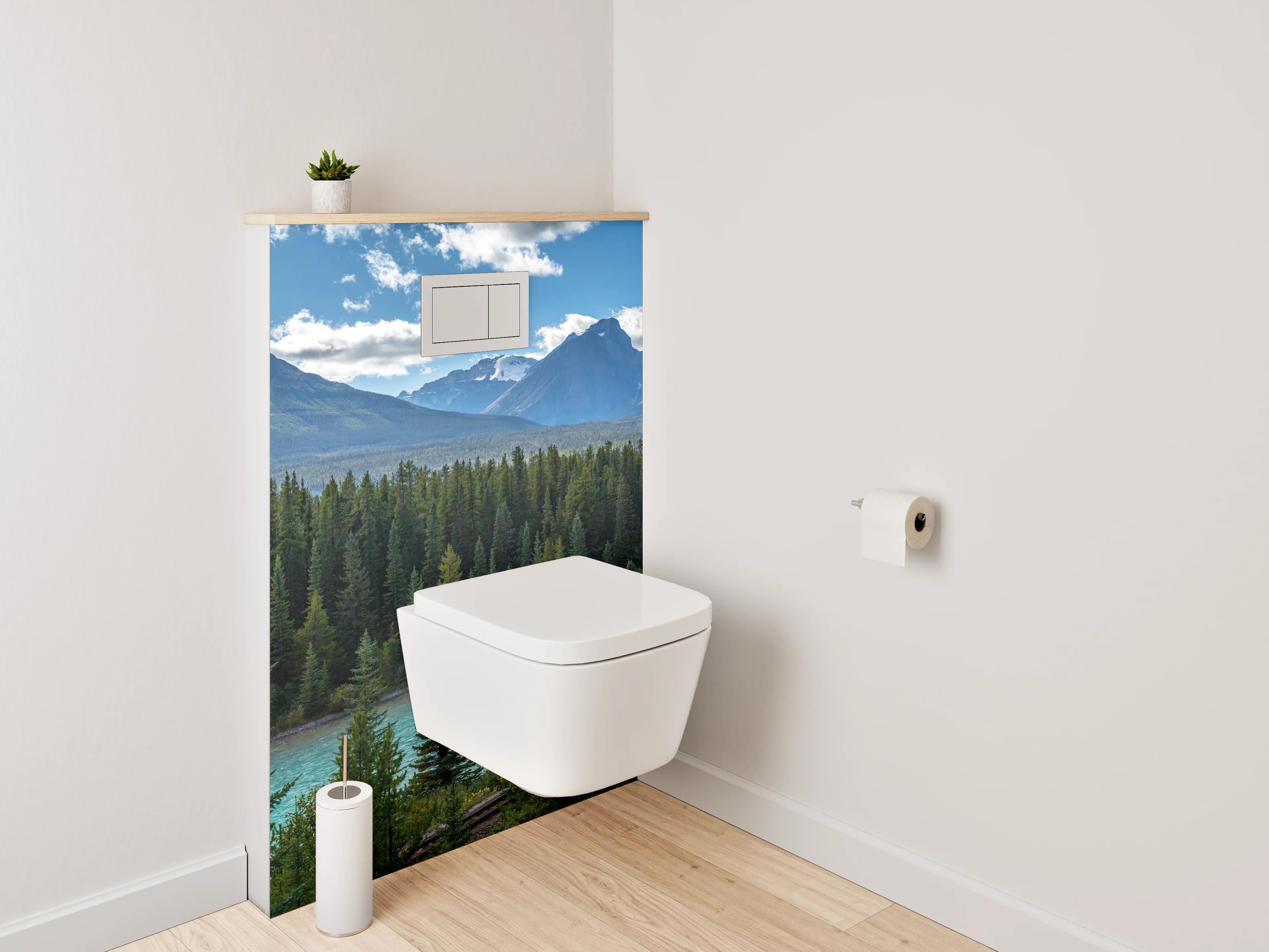 WC-Rückwand - Panorama Bergfluss Landschaft