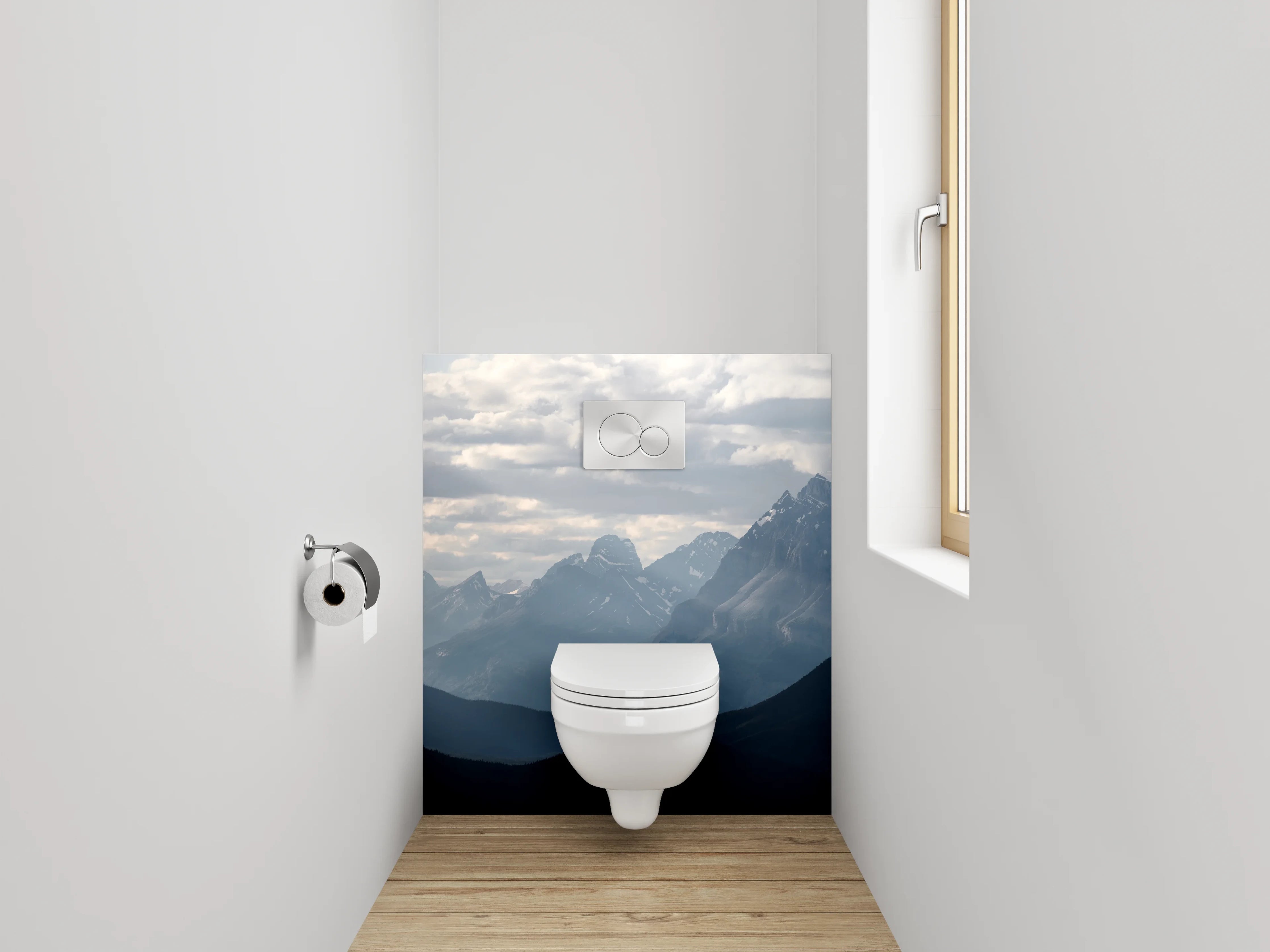 WC-Rückwand - Panorama Berglandschaft im Morgenlicht