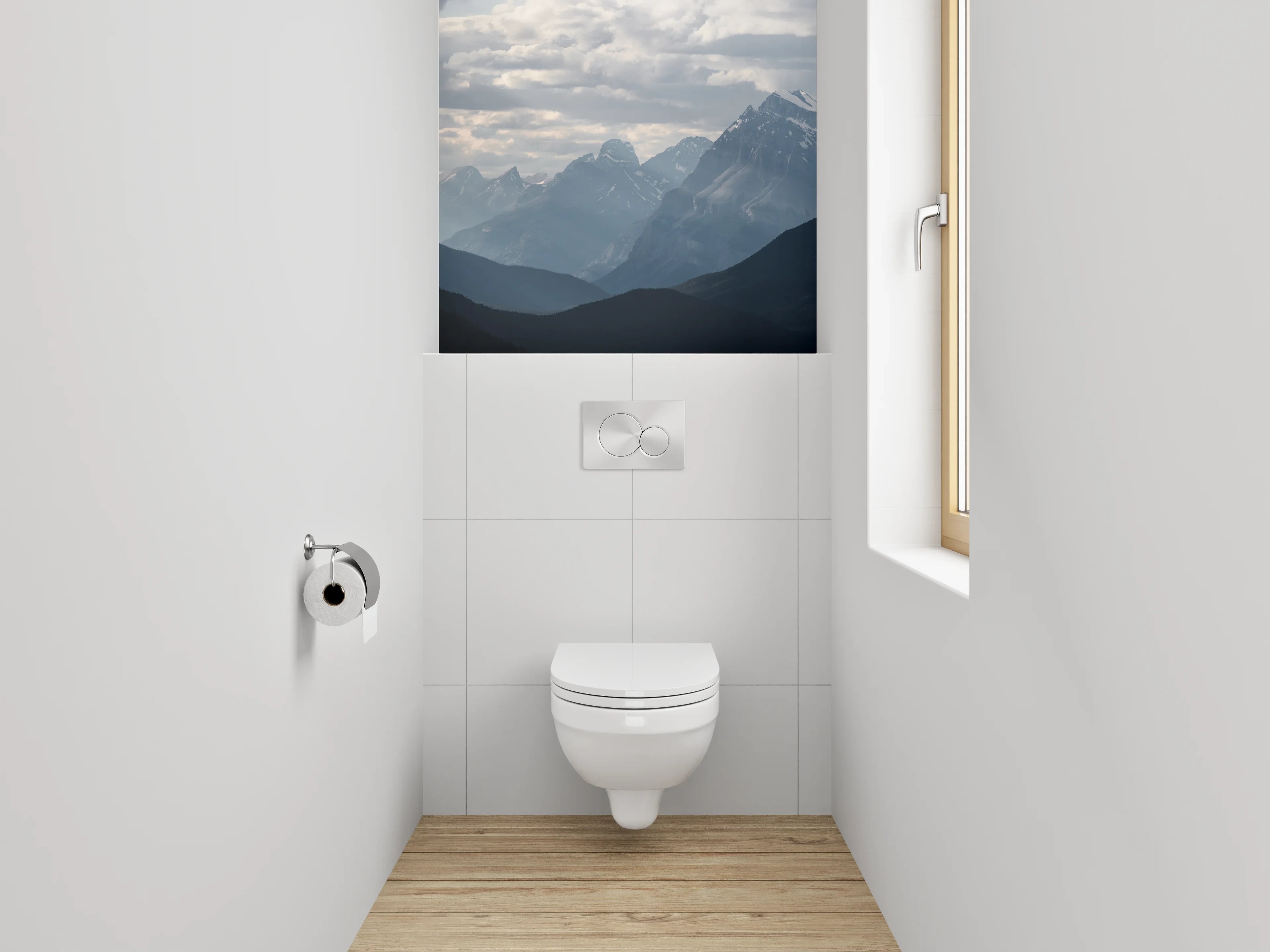 WC-Rückwand - Panorama Berglandschaft im Morgenlicht