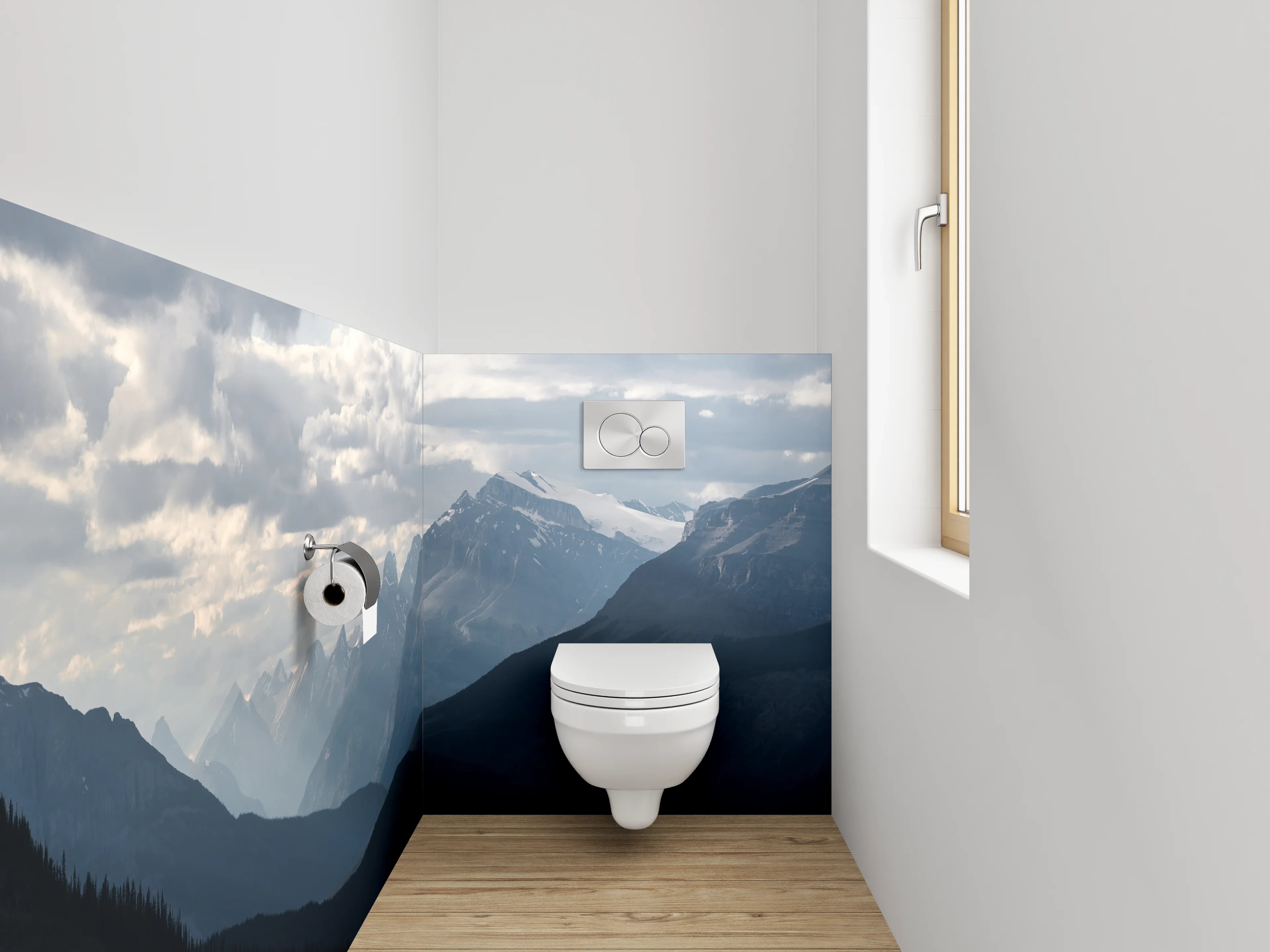 WC-Rückwand - Panorama Berglandschaft im Morgenlicht