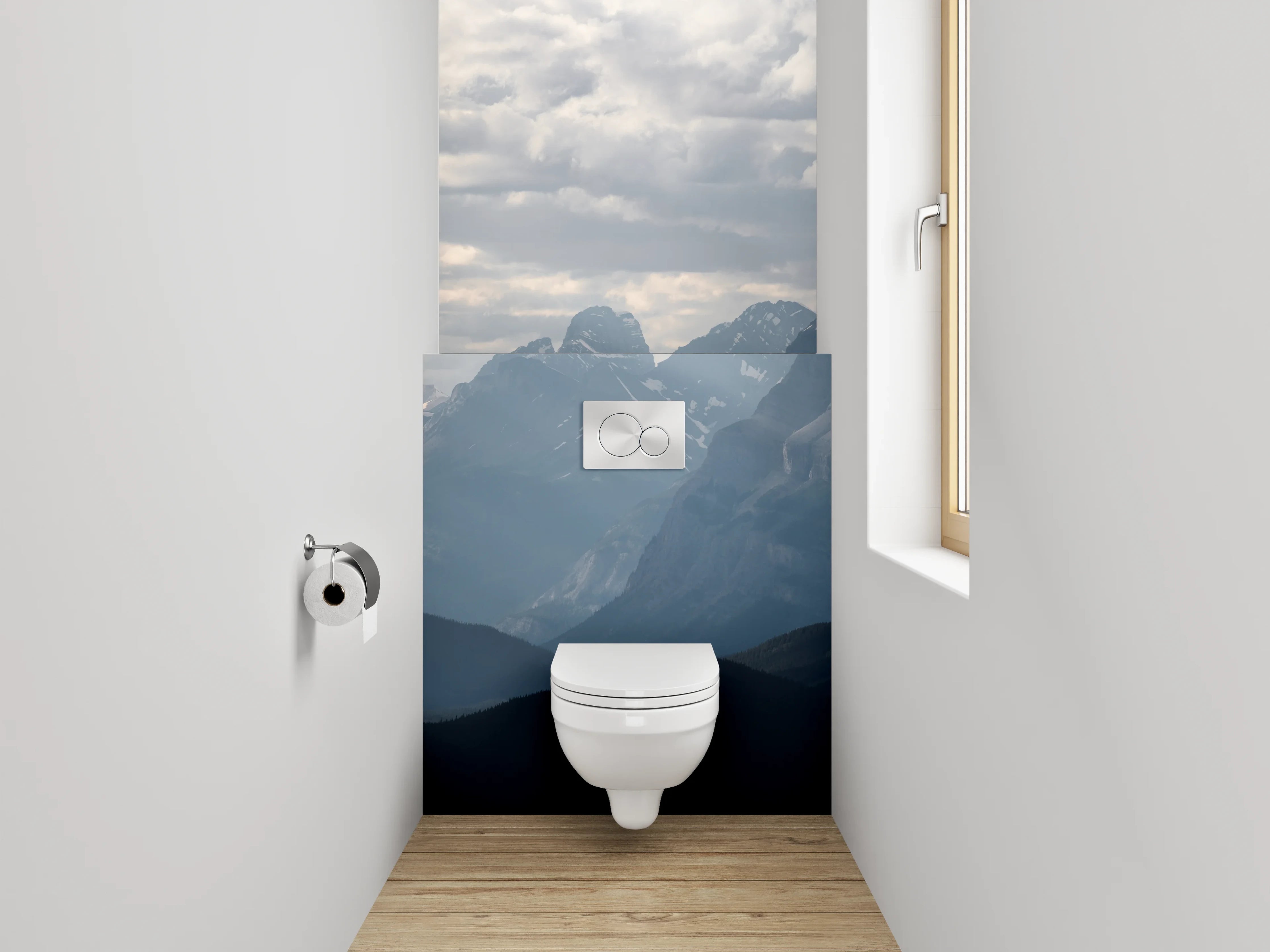 WC-Rückwand - Panorama Berglandschaft im Morgenlicht