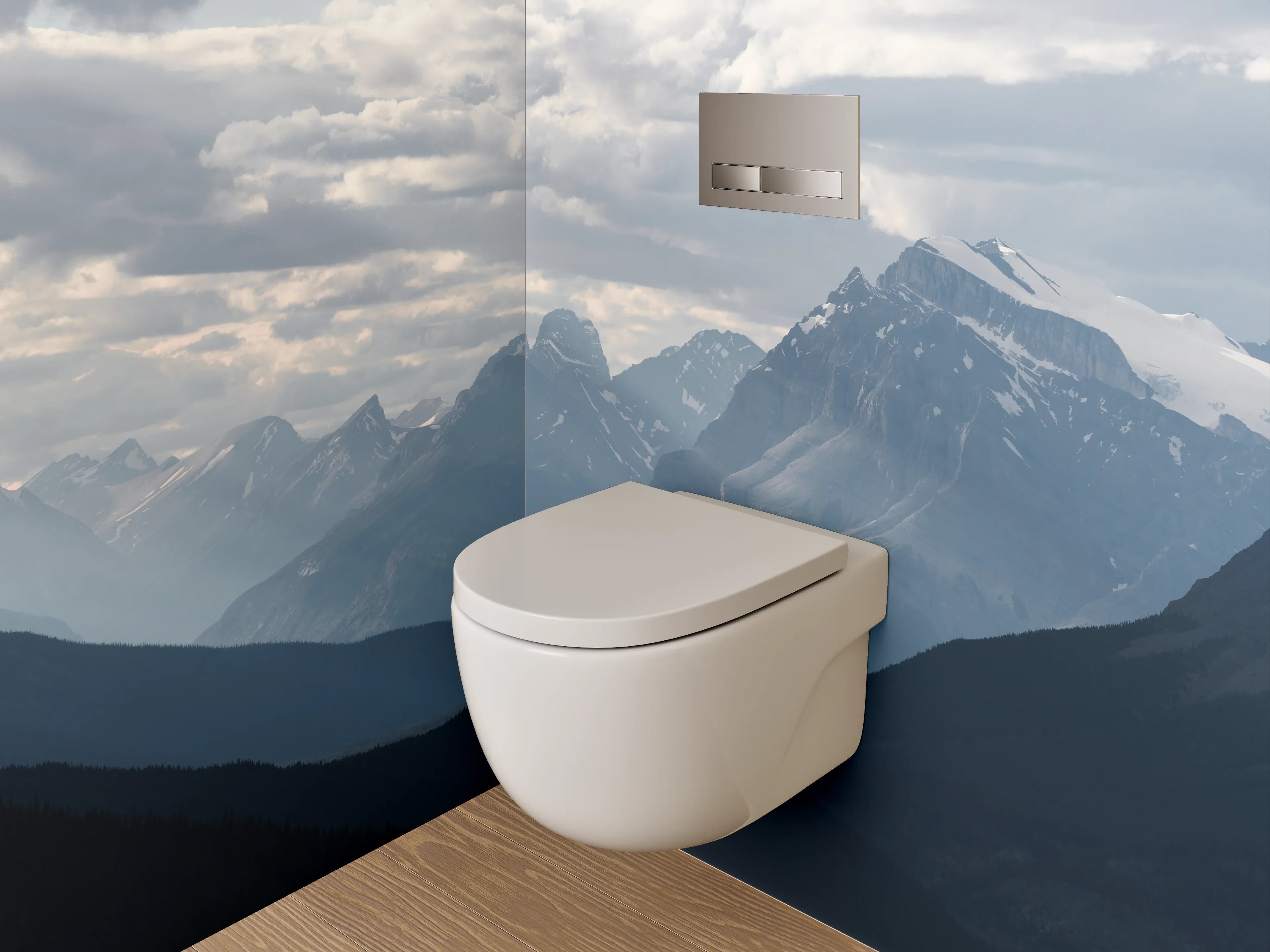 WC-Rückwand - Panorama Berglandschaft im Morgenlicht
