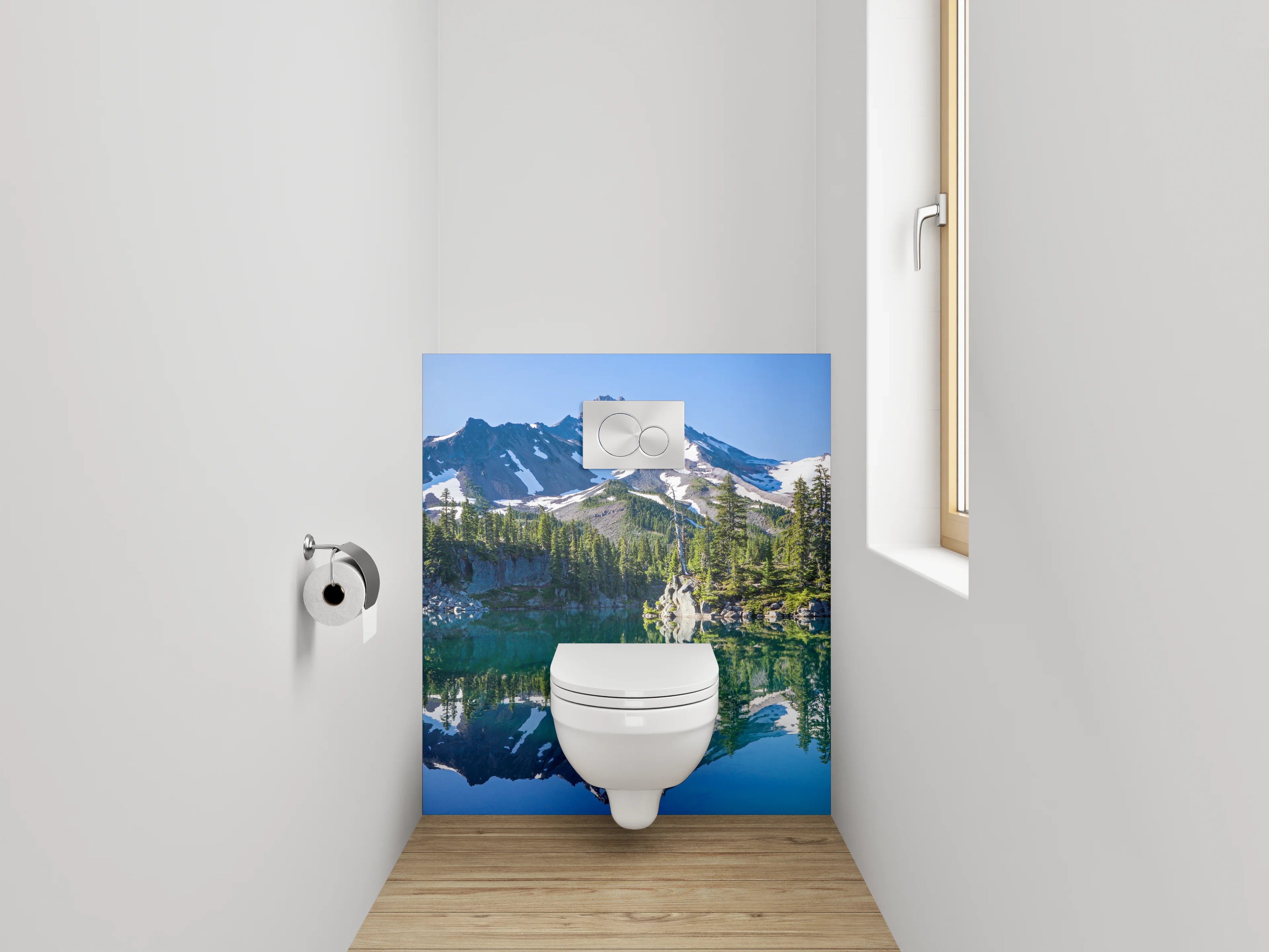WC-Rückwand - Panorama Bergsee Natur Spiegelung