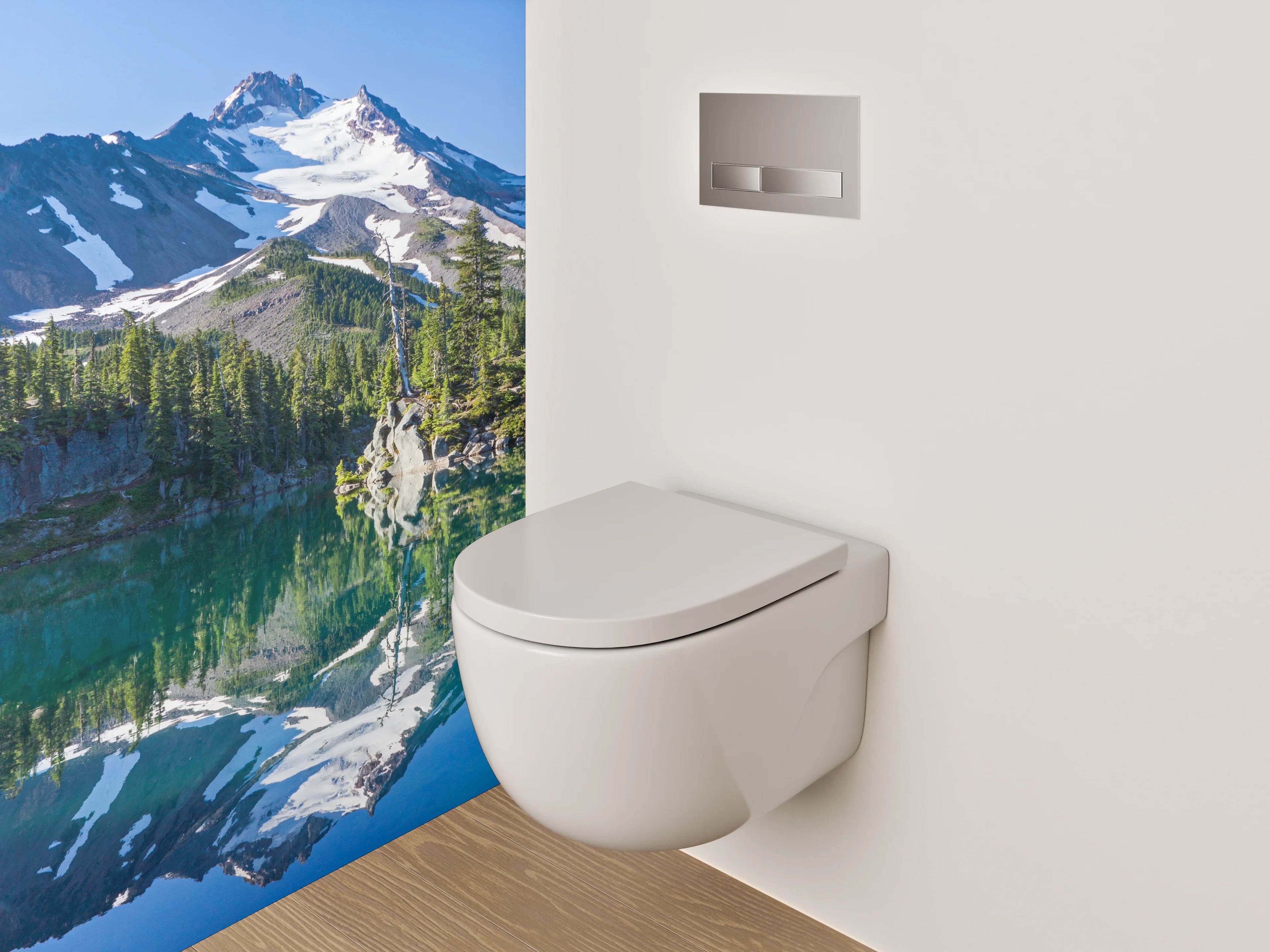 WC-Rückwand - Panorama Bergsee Natur Spiegelung