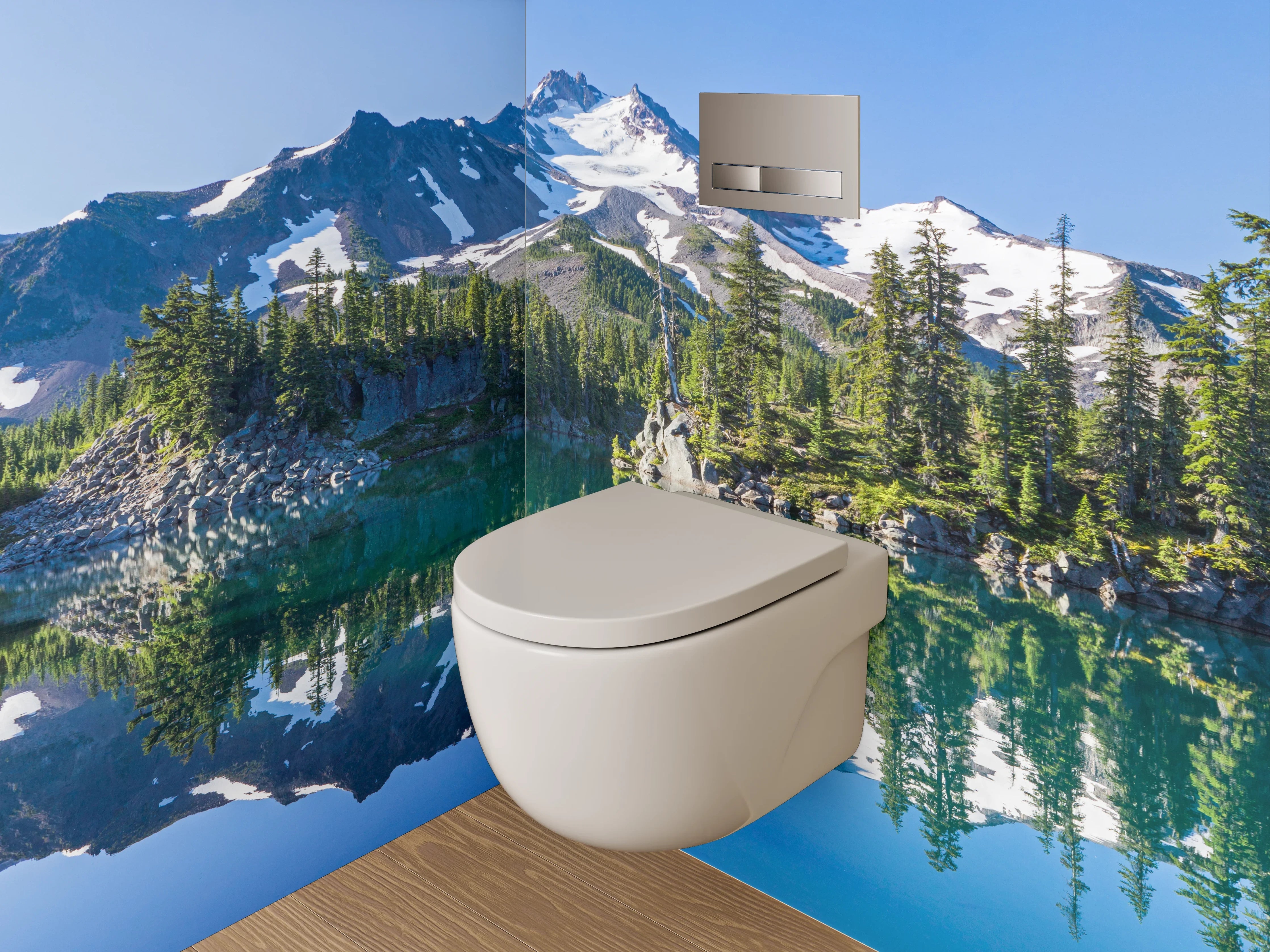 WC-Rückwand - Panorama Bergsee Natur Spiegelung