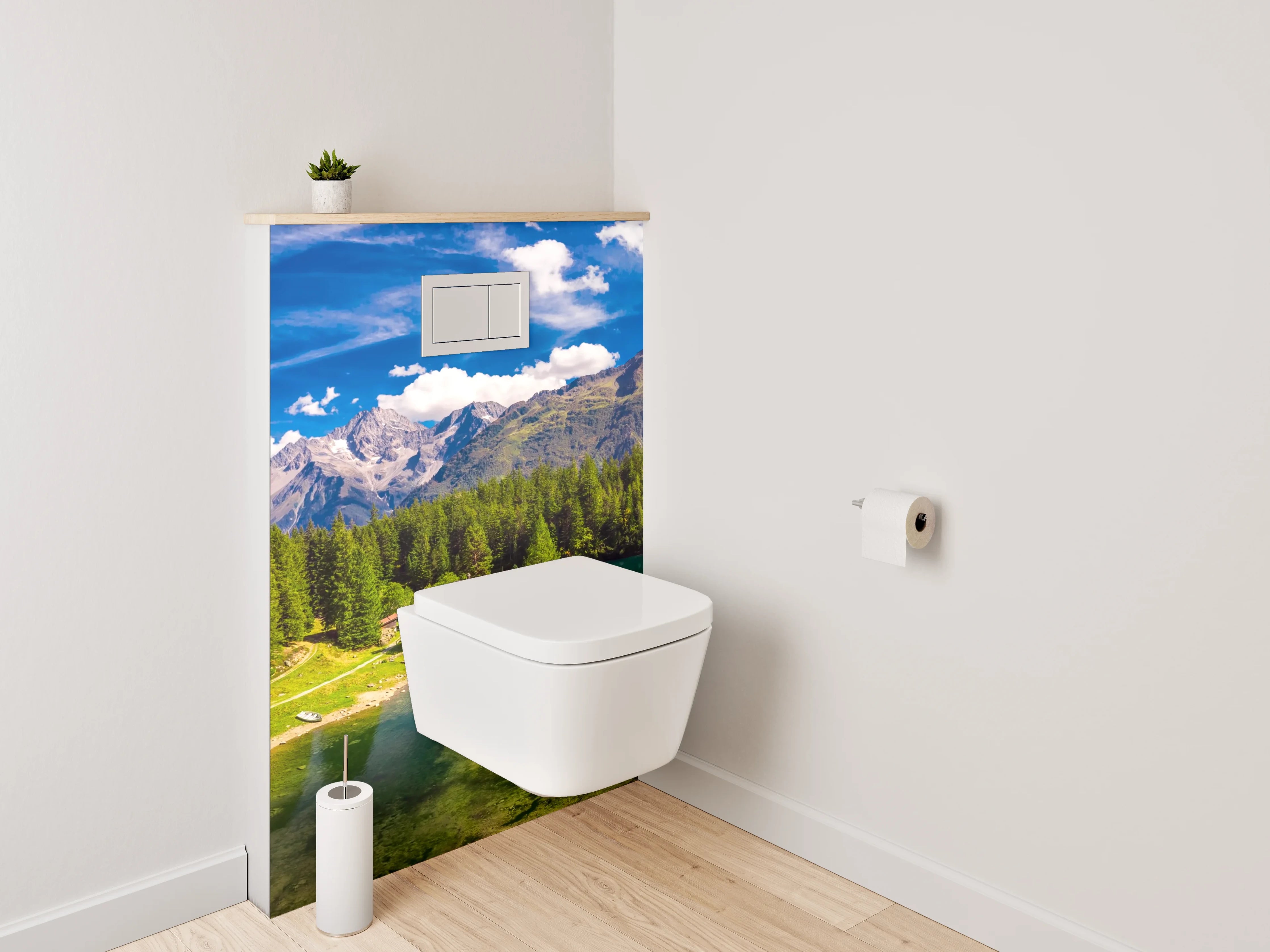 WC-Rückwand - Panorama Bergsee Naturidylle