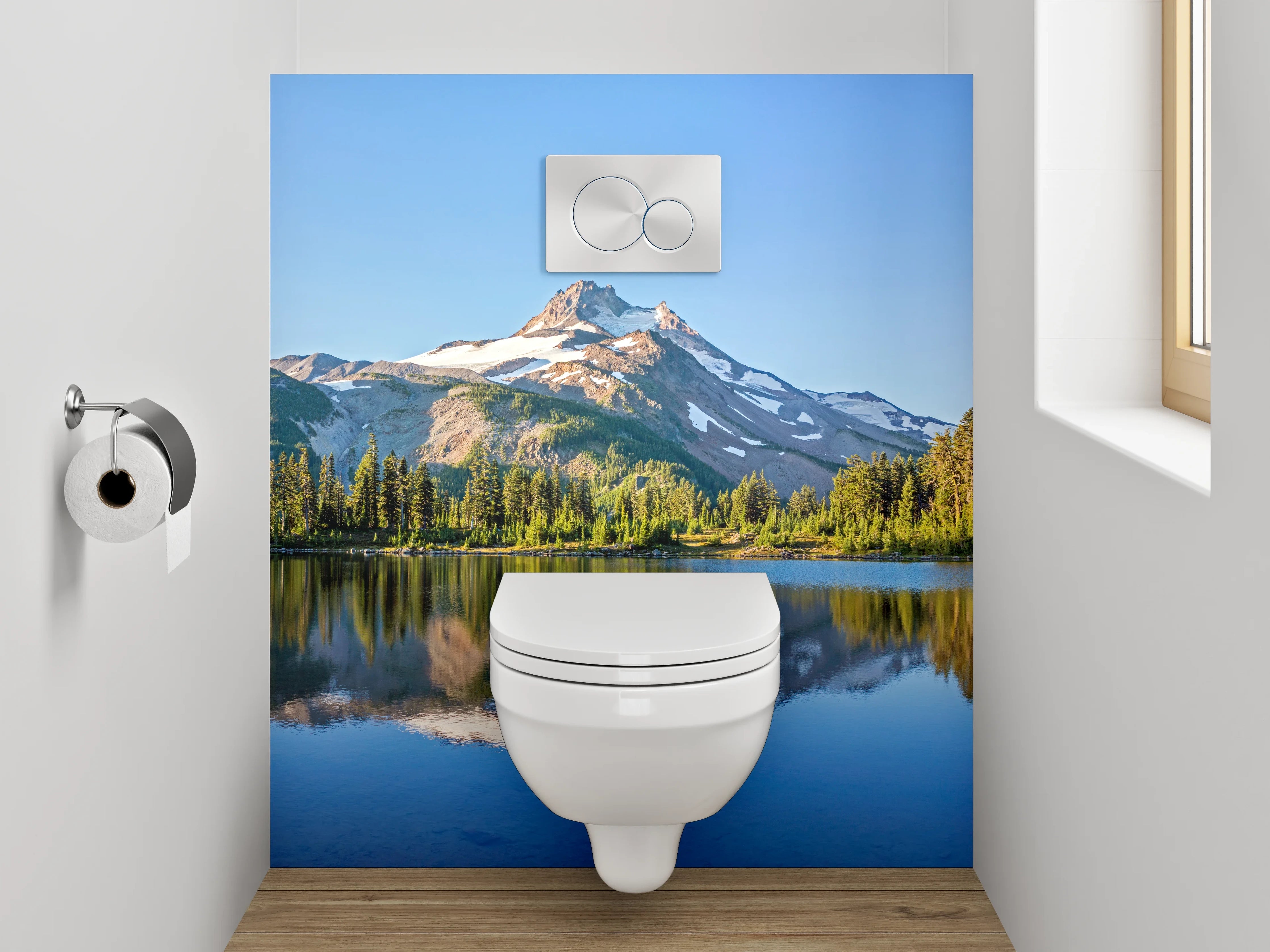 WC-Rückwand - Panorama Bergsee Spiegelung Natur