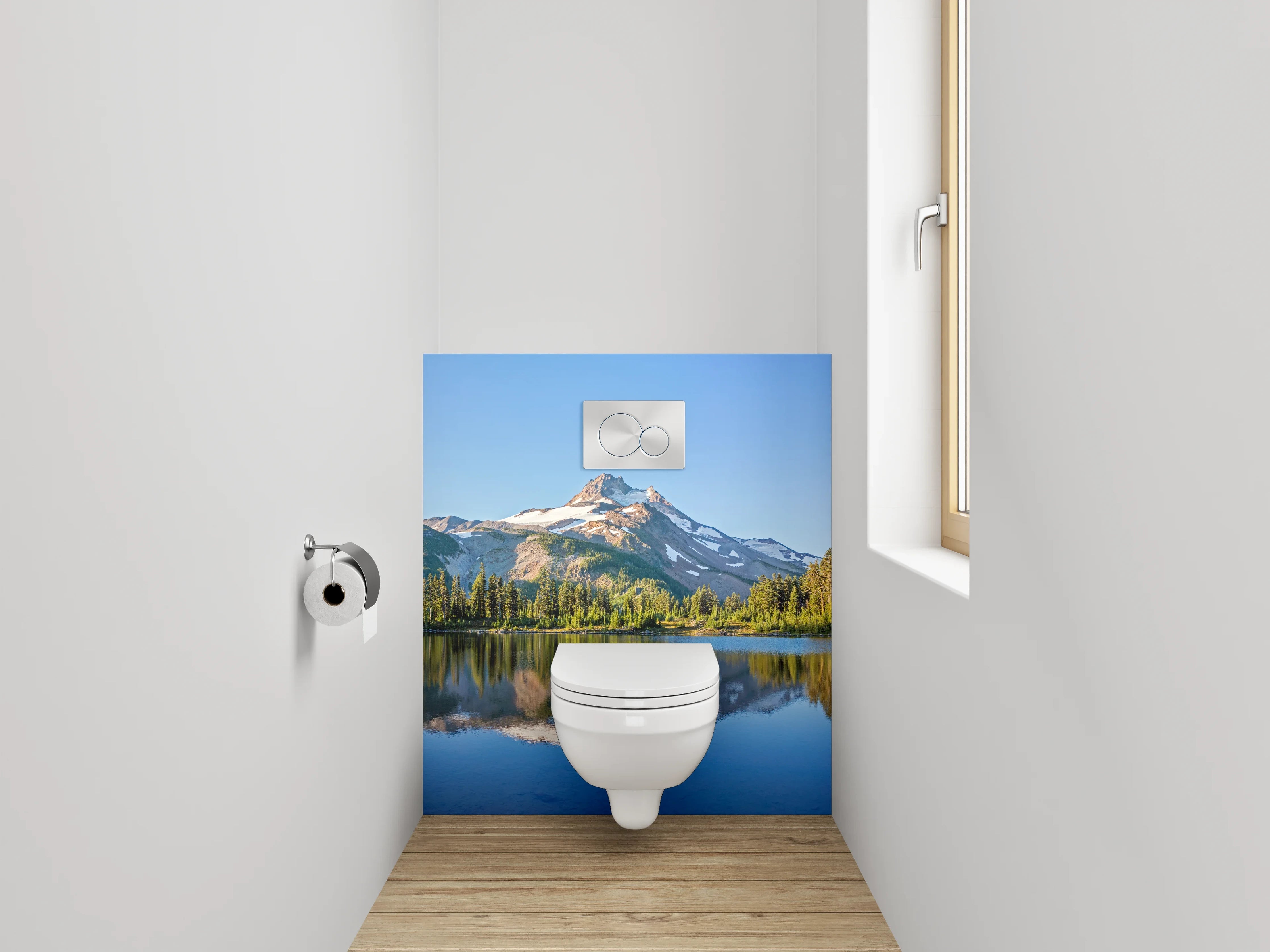 WC-Rückwand - Panorama Bergsee Spiegelung Natur