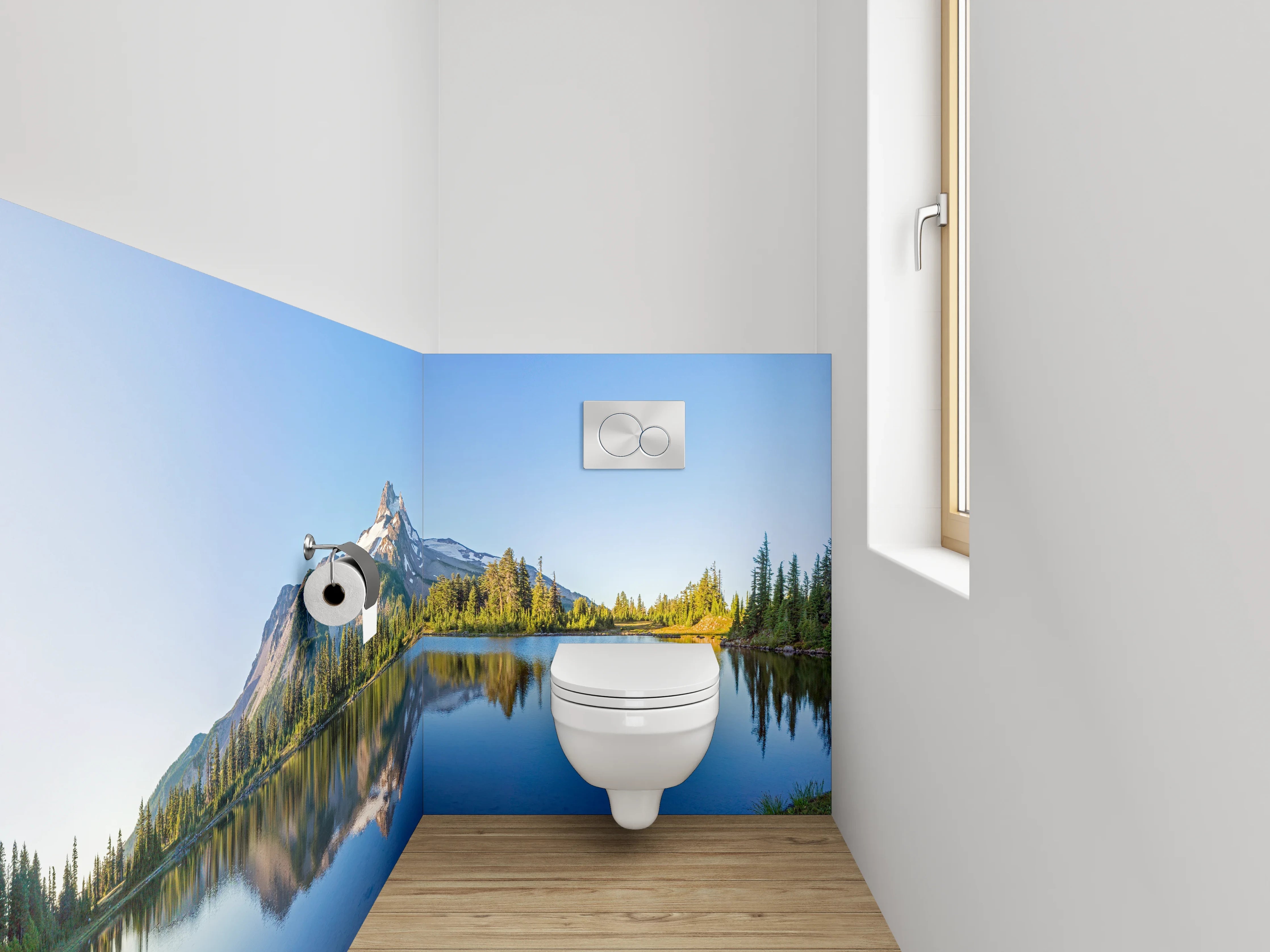 WC-Rückwand - Panorama Bergsee Spiegelung Natur
