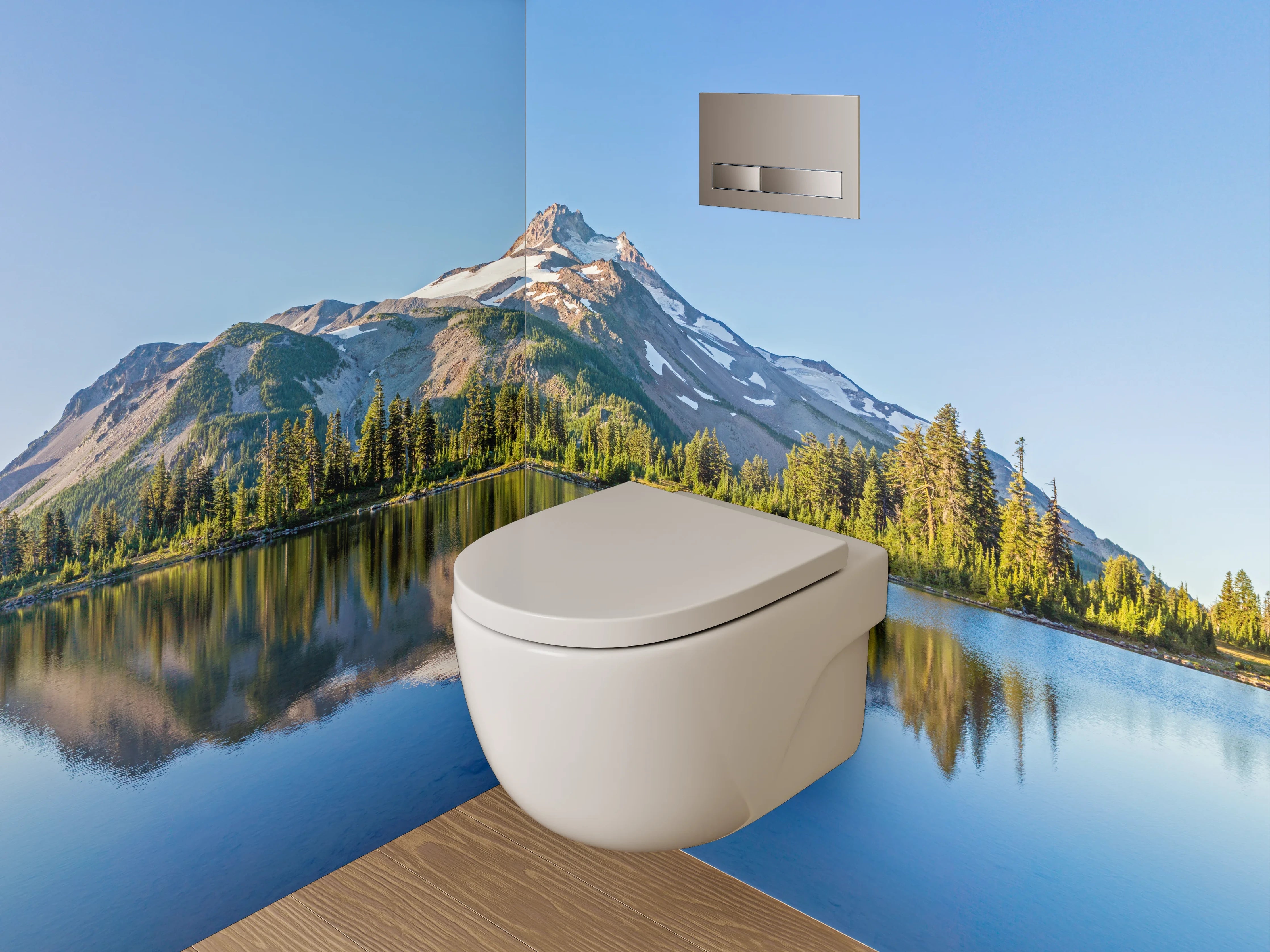 WC-Rückwand - Panorama Bergsee Spiegelung Natur